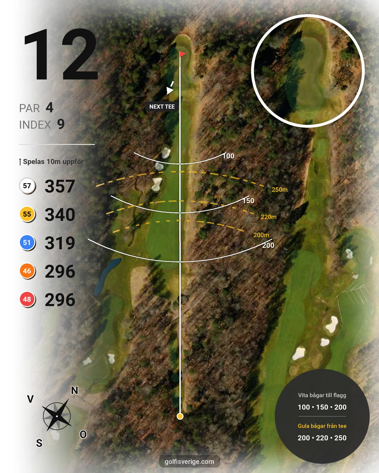 Banguide Delsjö GK på Delsjö Golfklubb - Hål 12 karta