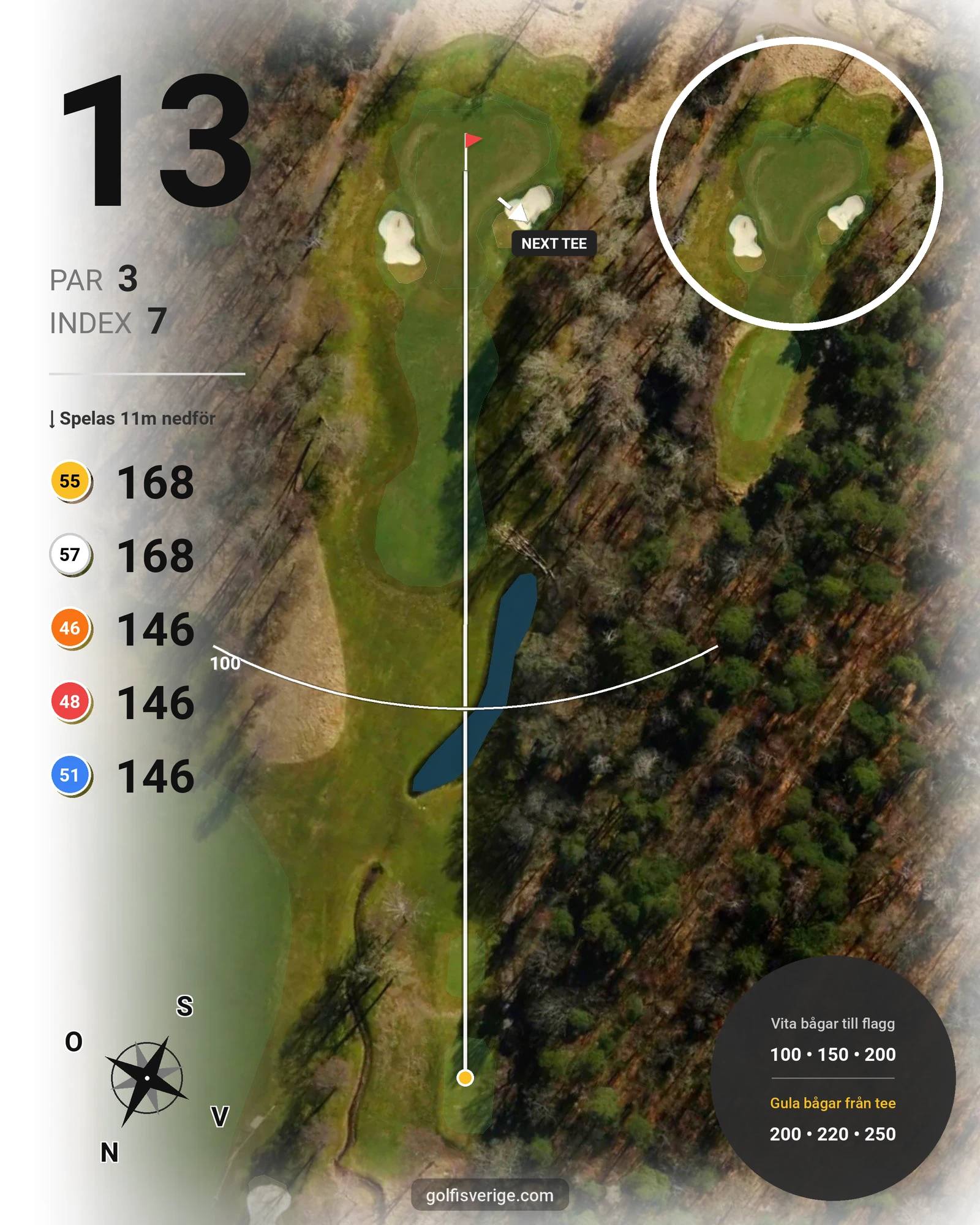 Banguide Delsjö GK på Delsjö Golfklubb - Hål 13 karta