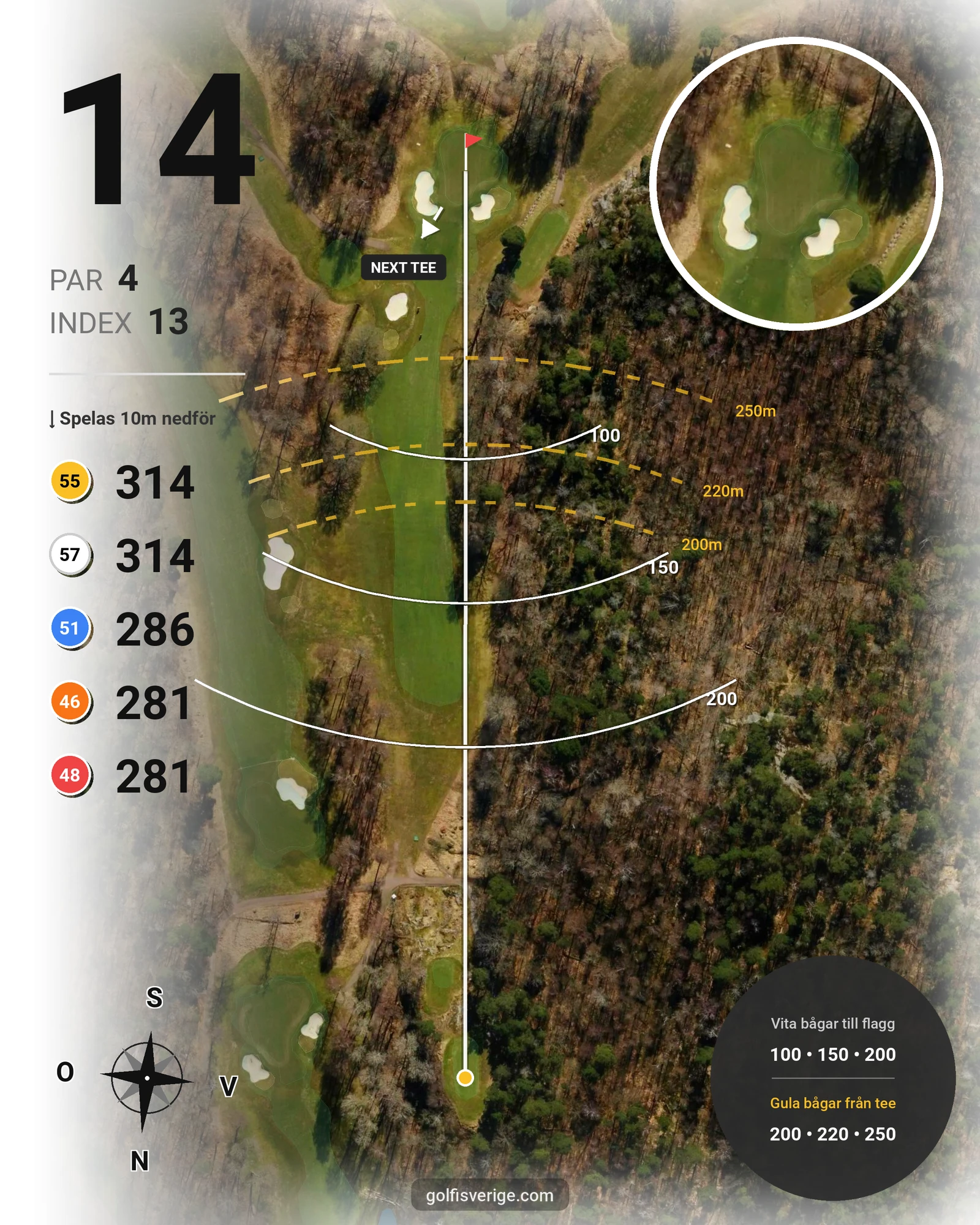 Banguide Delsjö GK på Delsjö Golfklubb - Hål 14 karta