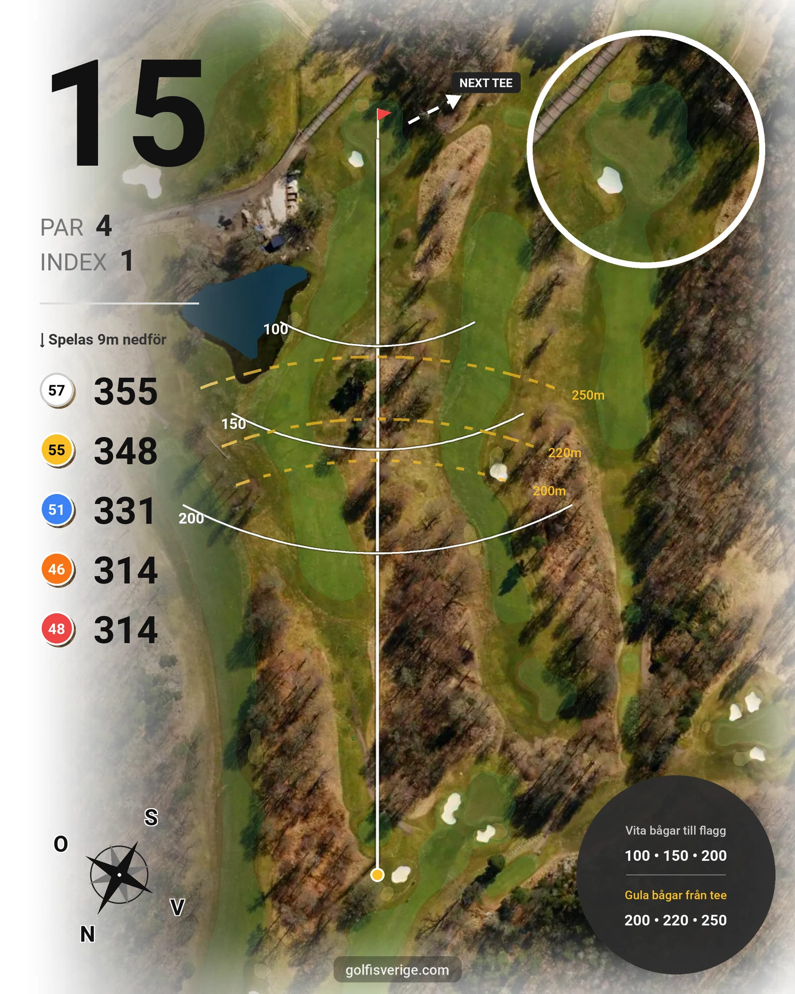 Banguide Delsjö GK på Delsjö Golfklubb - Hål 15 karta
