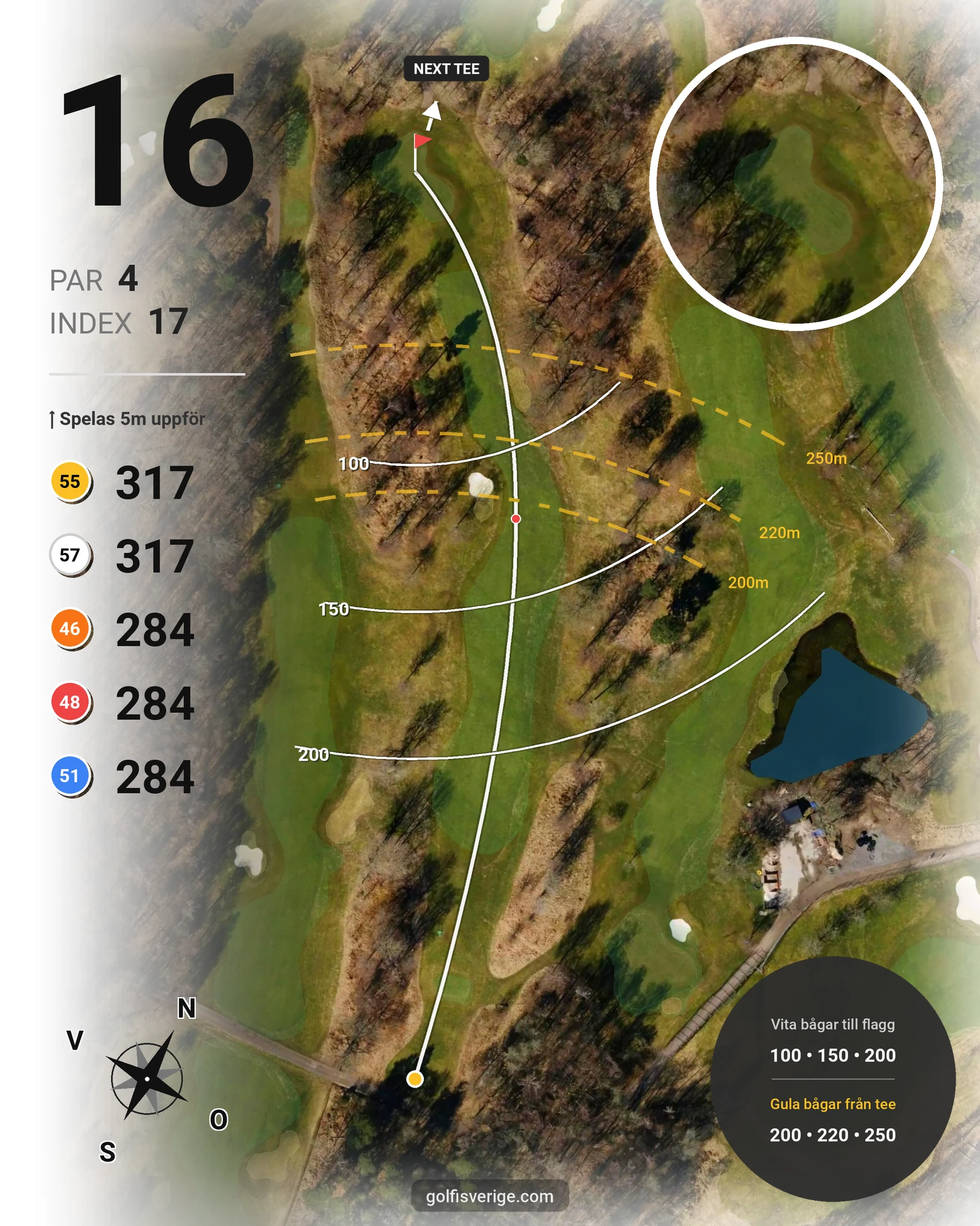 Banguide Delsjö GK på Delsjö Golfklubb - Hål 16 karta