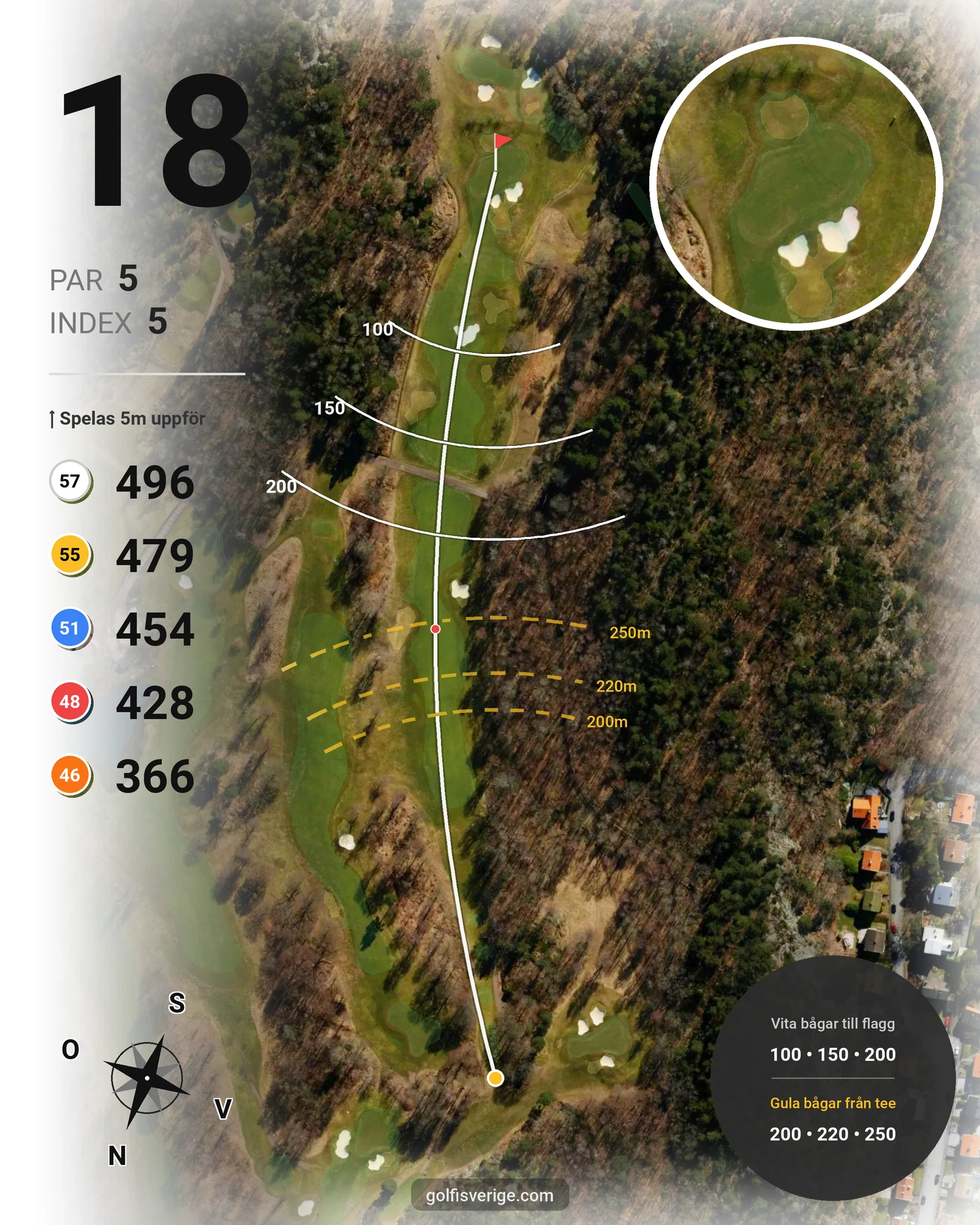 Banguide Delsjö GK på Delsjö Golfklubb - Hål 18 karta