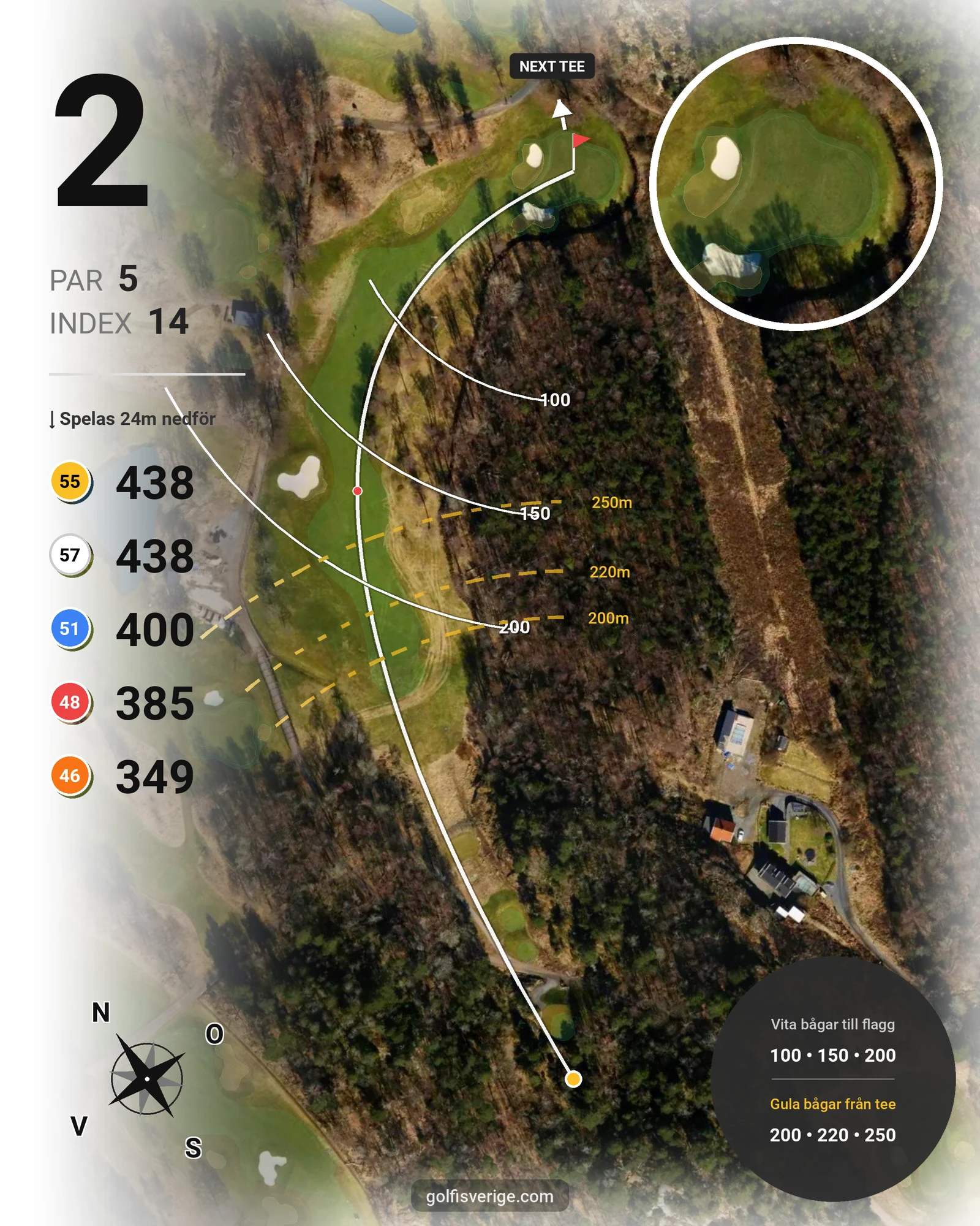 Banguide Delsjö GK på Delsjö Golfklubb - Hål 2 karta