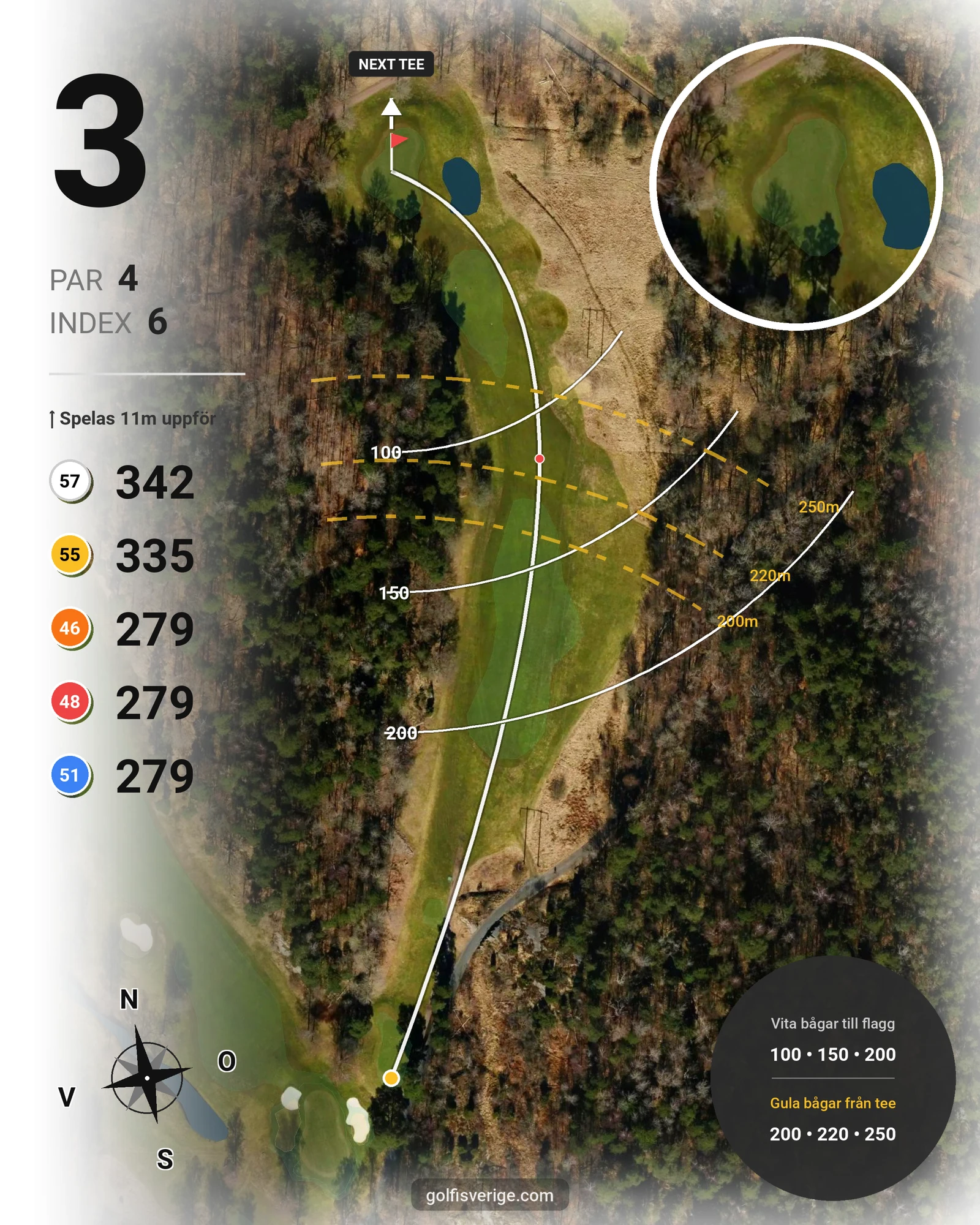 Banguide Delsjö GK på Delsjö Golfklubb - Hål 3 karta