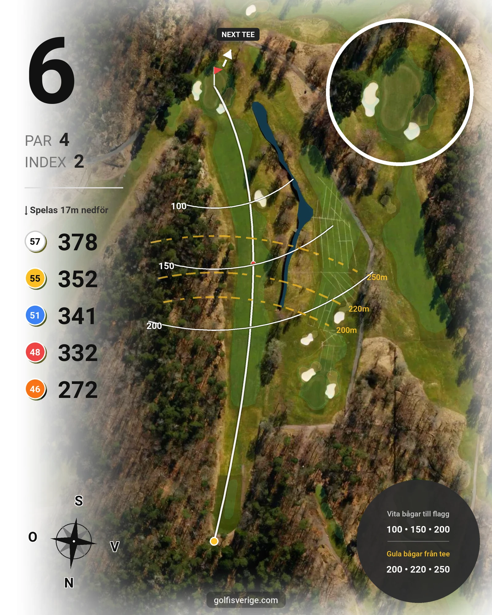 Banguide Delsjö GK på Delsjö Golfklubb - Hål 6 karta