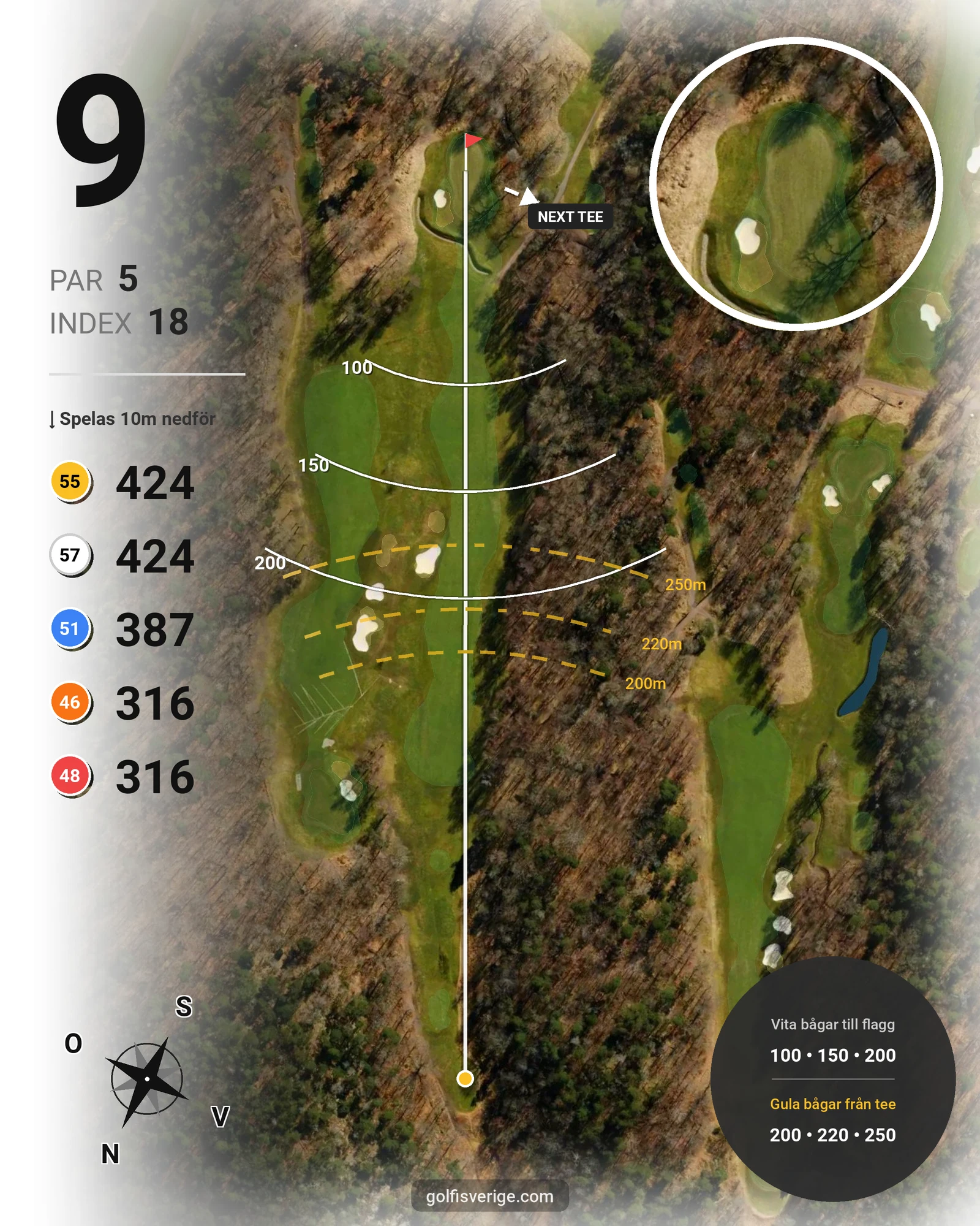 Banguide Delsjö GK på Delsjö Golfklubb - Hål 9 karta