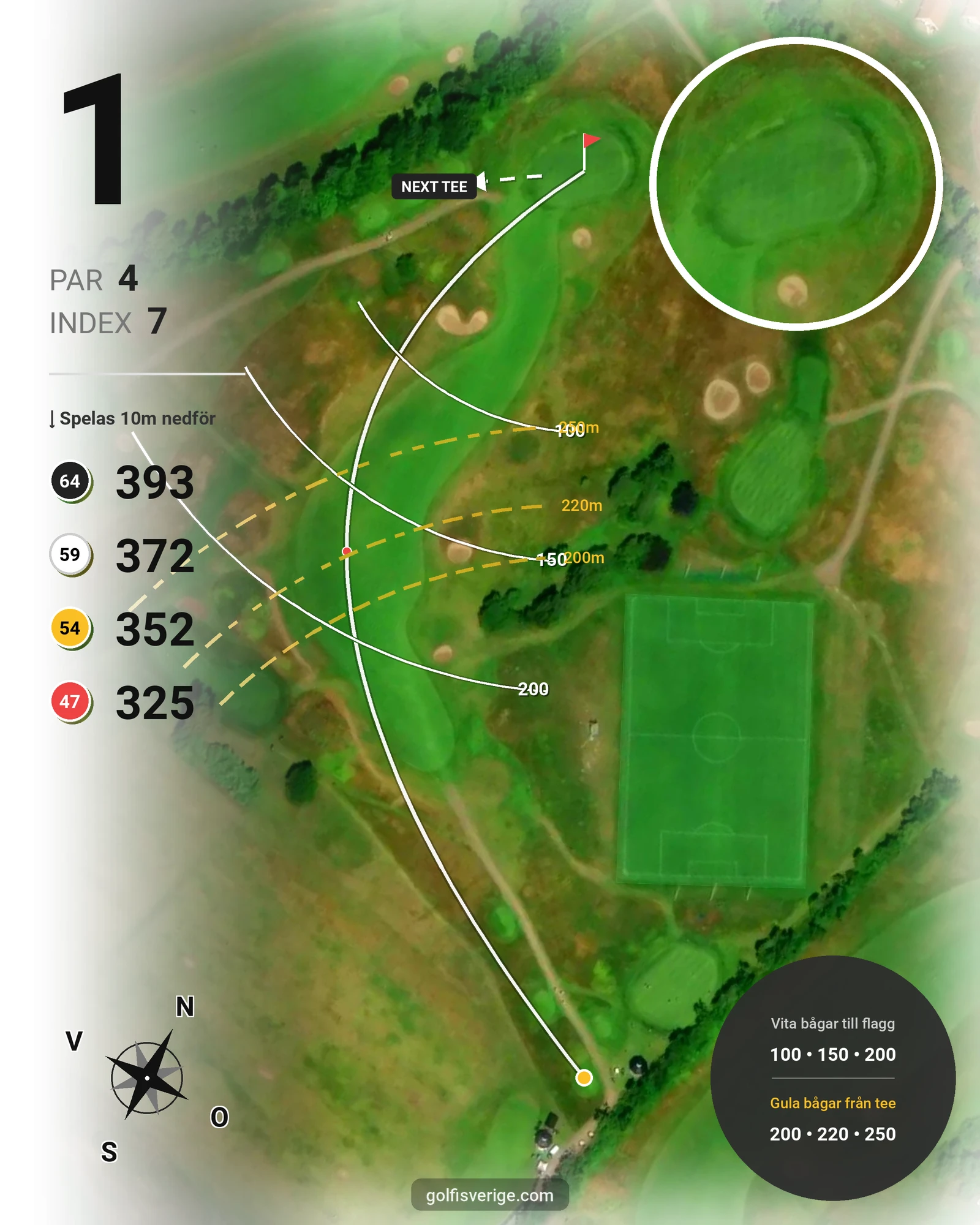 Banguide Långe Erik på Ekerum Golfklubb - Hål 1 karta