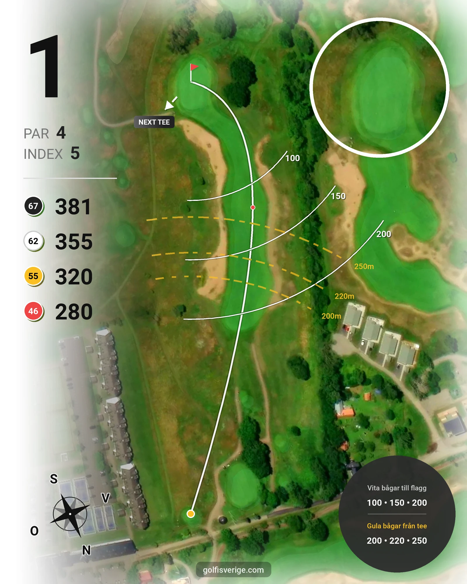 Banguide Långe Jan på Ekerum Golfklubb - Hål 1 karta
