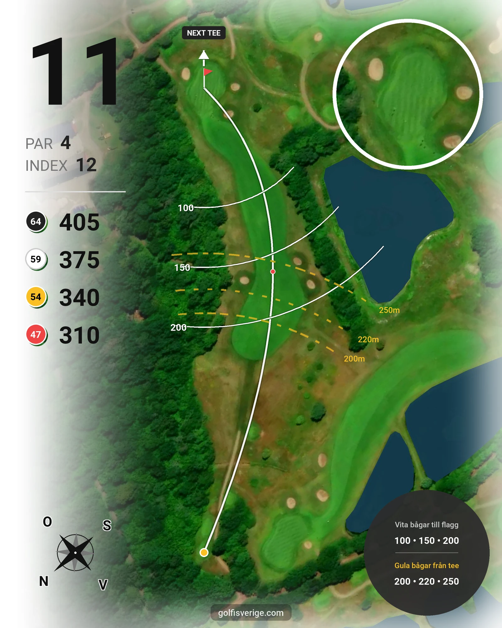 Banguide Långe Erik på Ekerum Golfklubb - Hål 11 karta