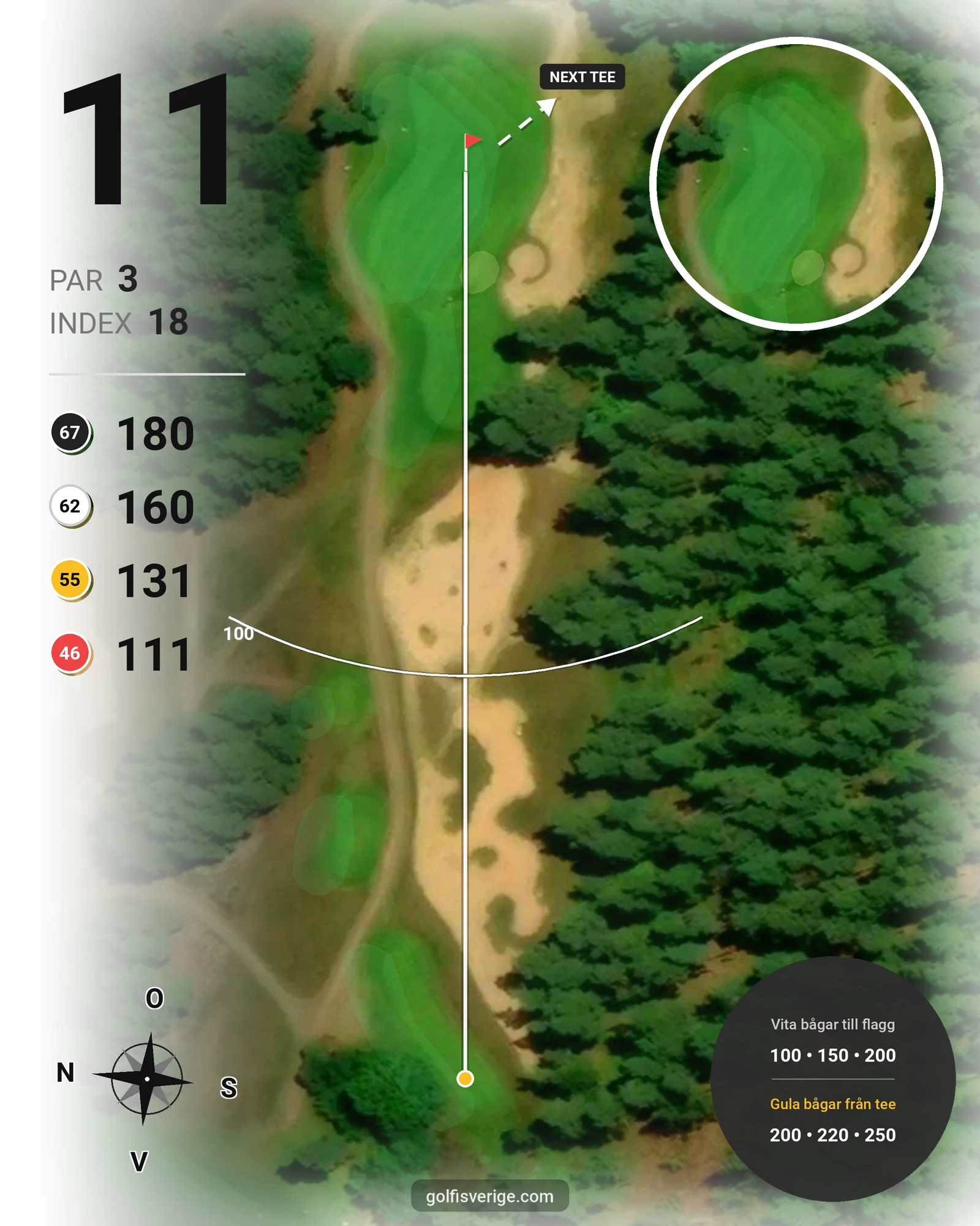 Banguide Långe Jan på Ekerum Golfklubb - Hål 11 karta