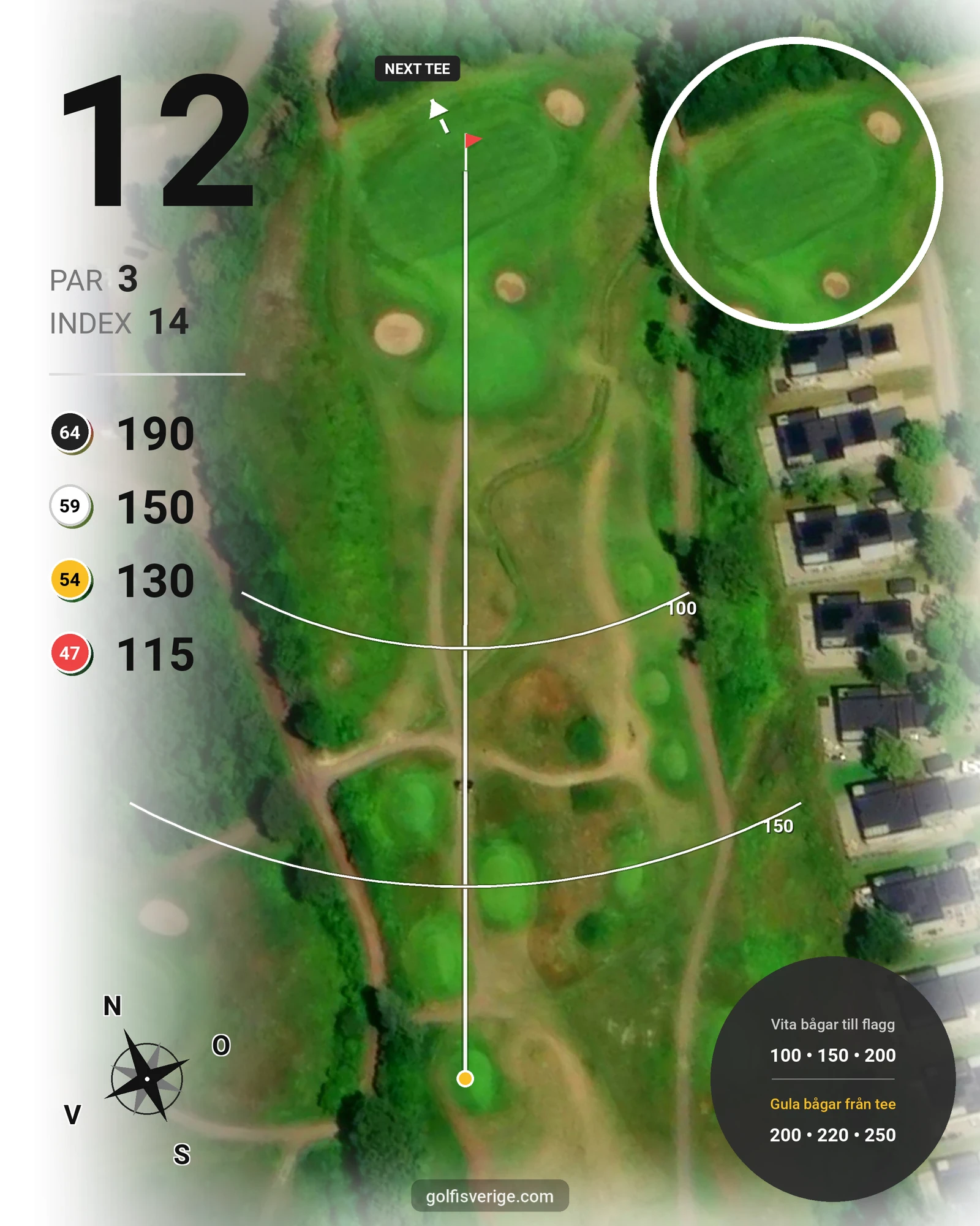 Banguide Långe Erik på Ekerum Golfklubb - Hål 12 karta