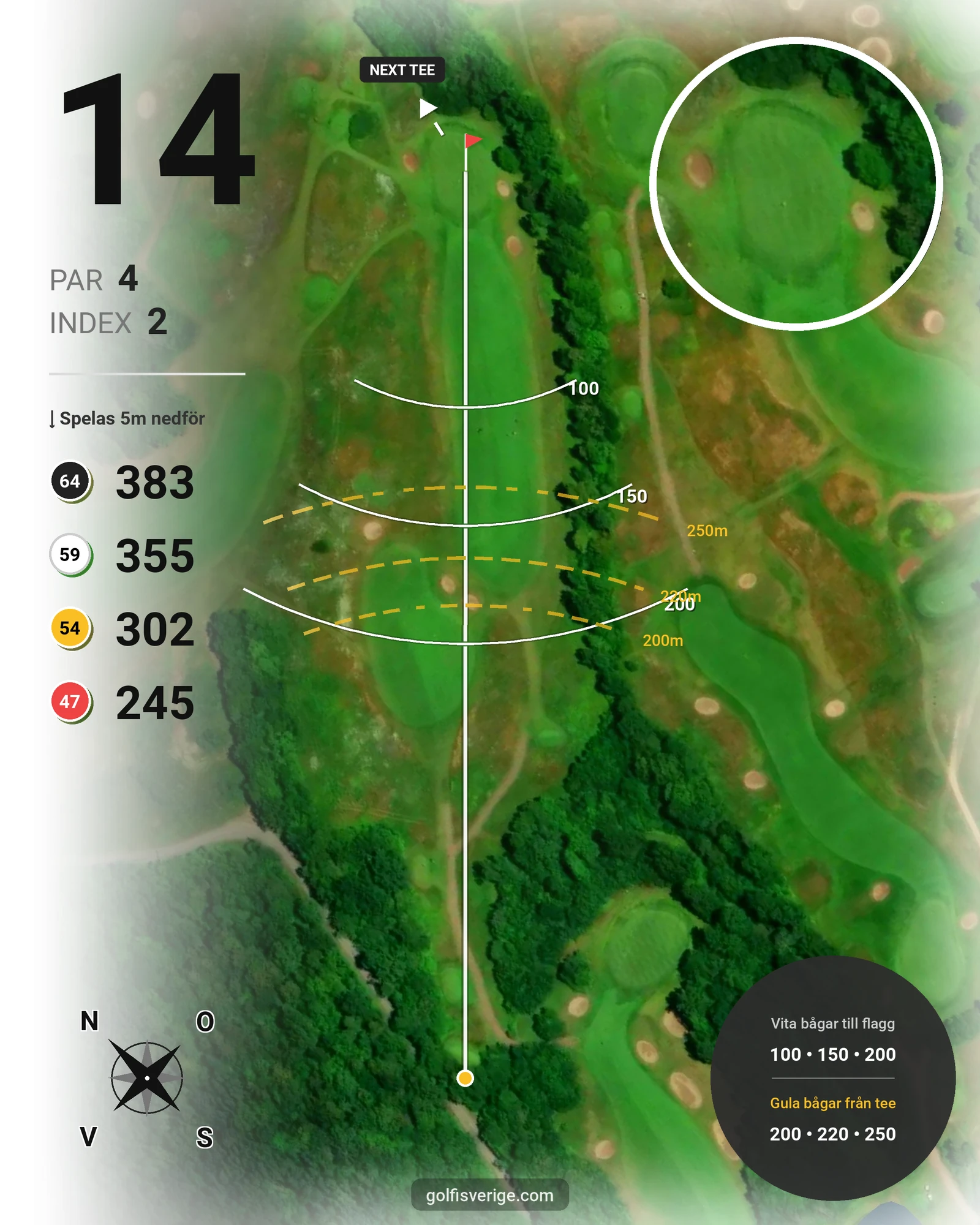 Banguide Långe Erik på Ekerum Golfklubb - Hål 14 karta