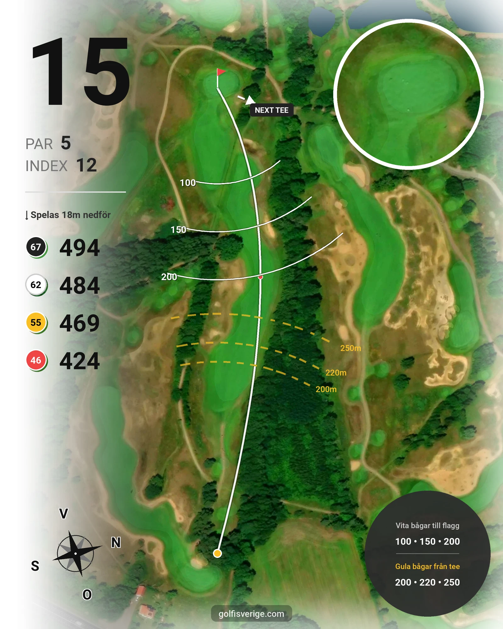 Banguide Långe Jan på Ekerum Golfklubb - Hål 15 karta
