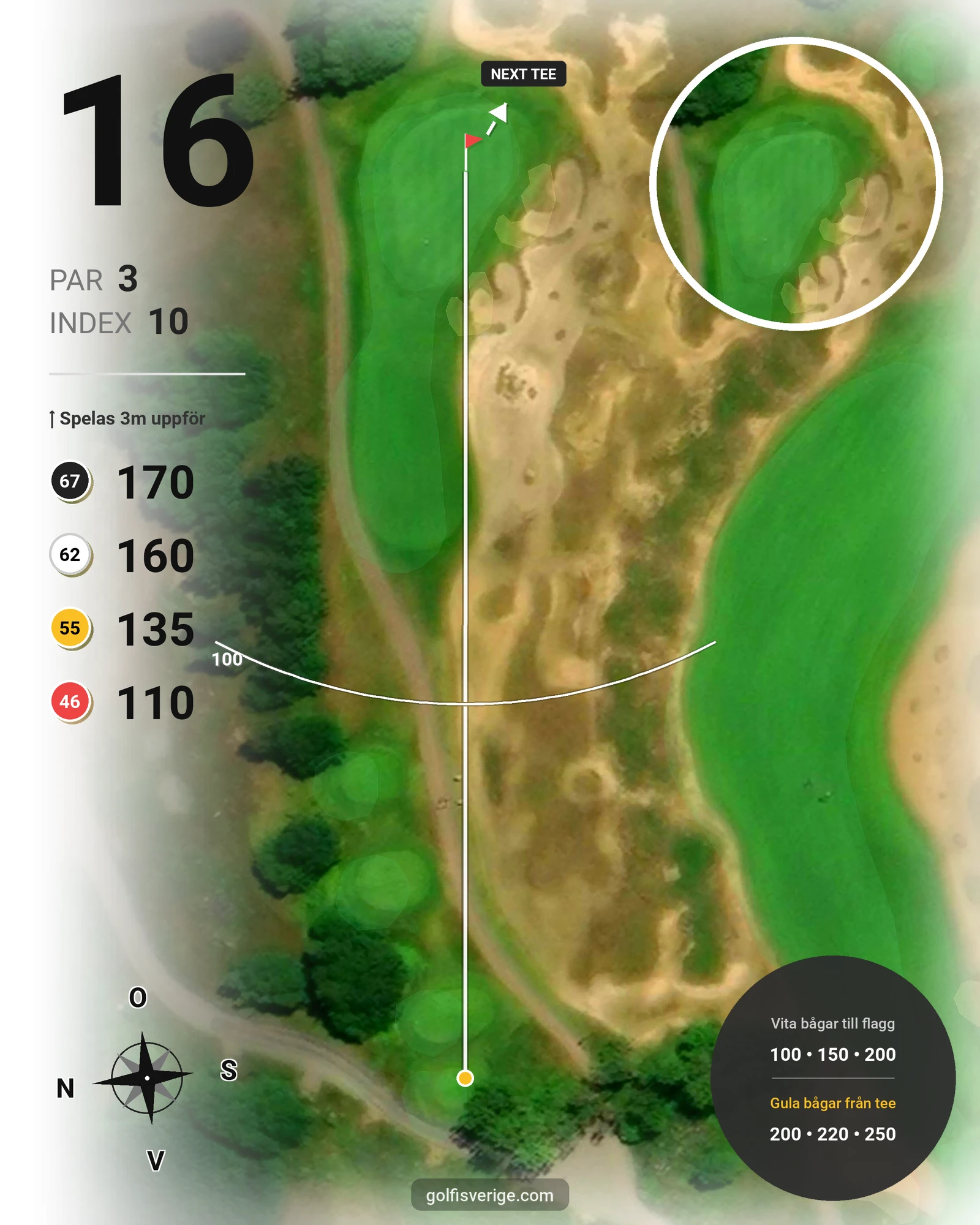 Banguide Långe Jan på Ekerum Golfklubb - Hål 16 karta