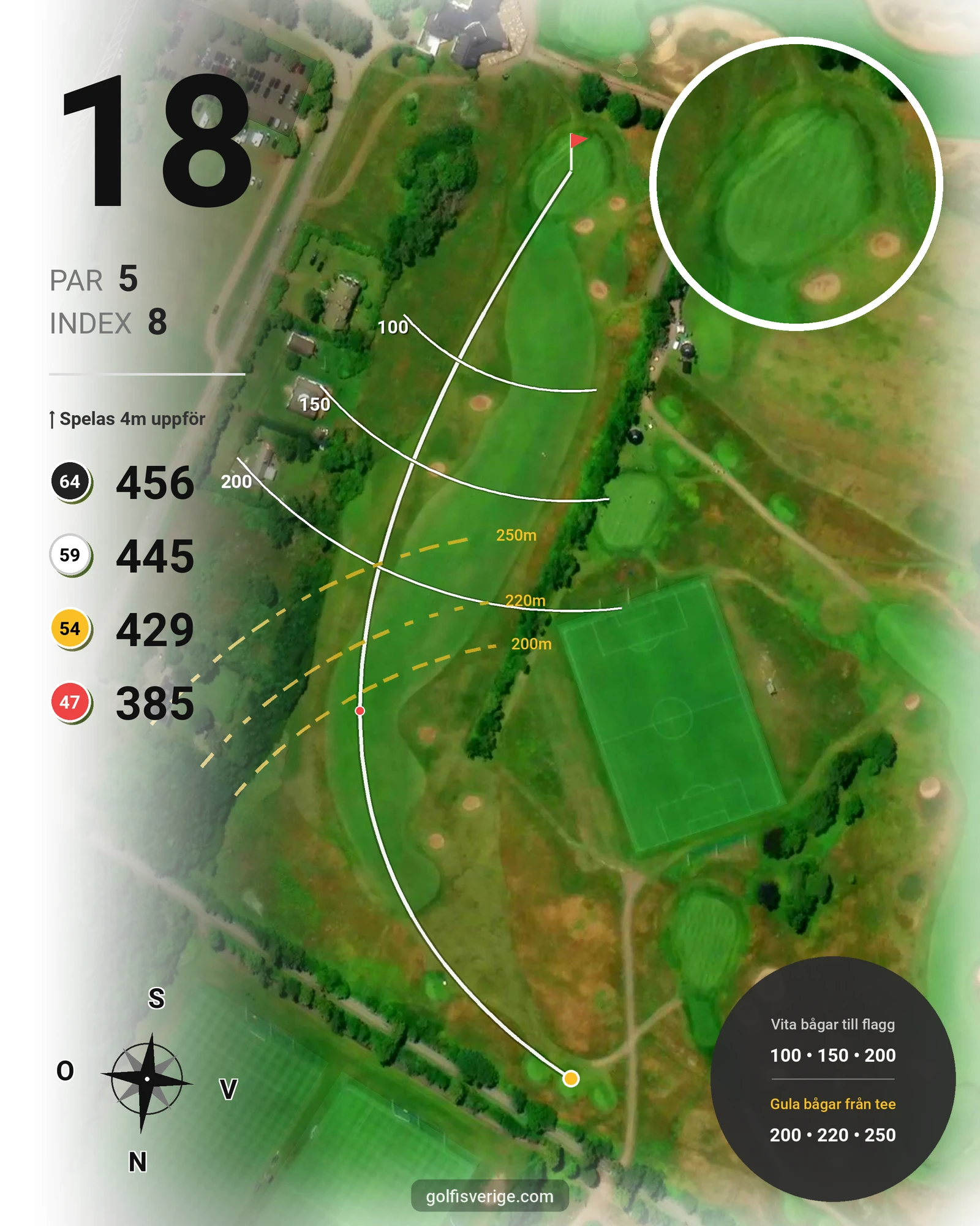 Banguide Långe Erik på Ekerum Golfklubb - Hål 18 karta