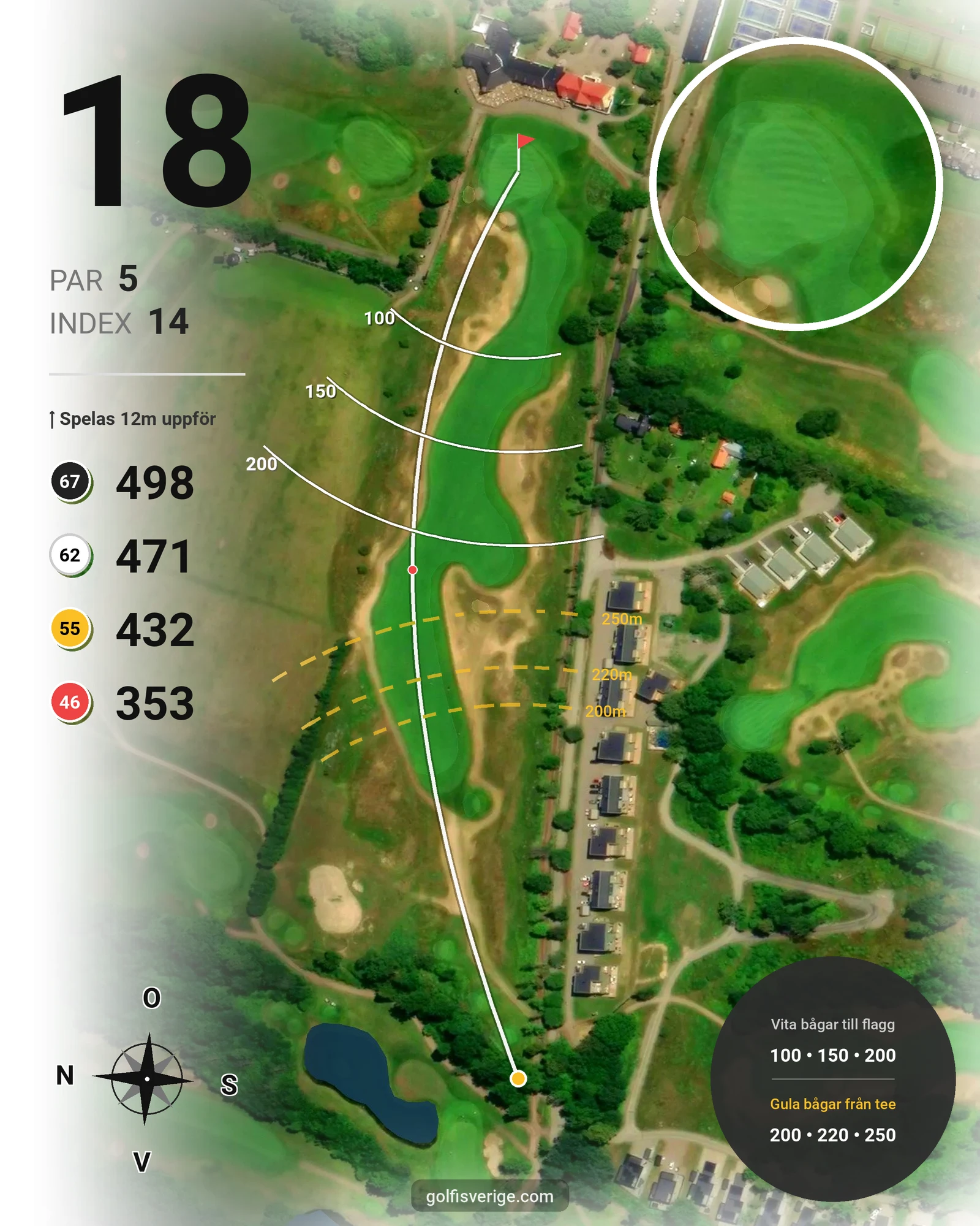 Banguide Långe Jan på Ekerum Golfklubb - Hål 18 karta