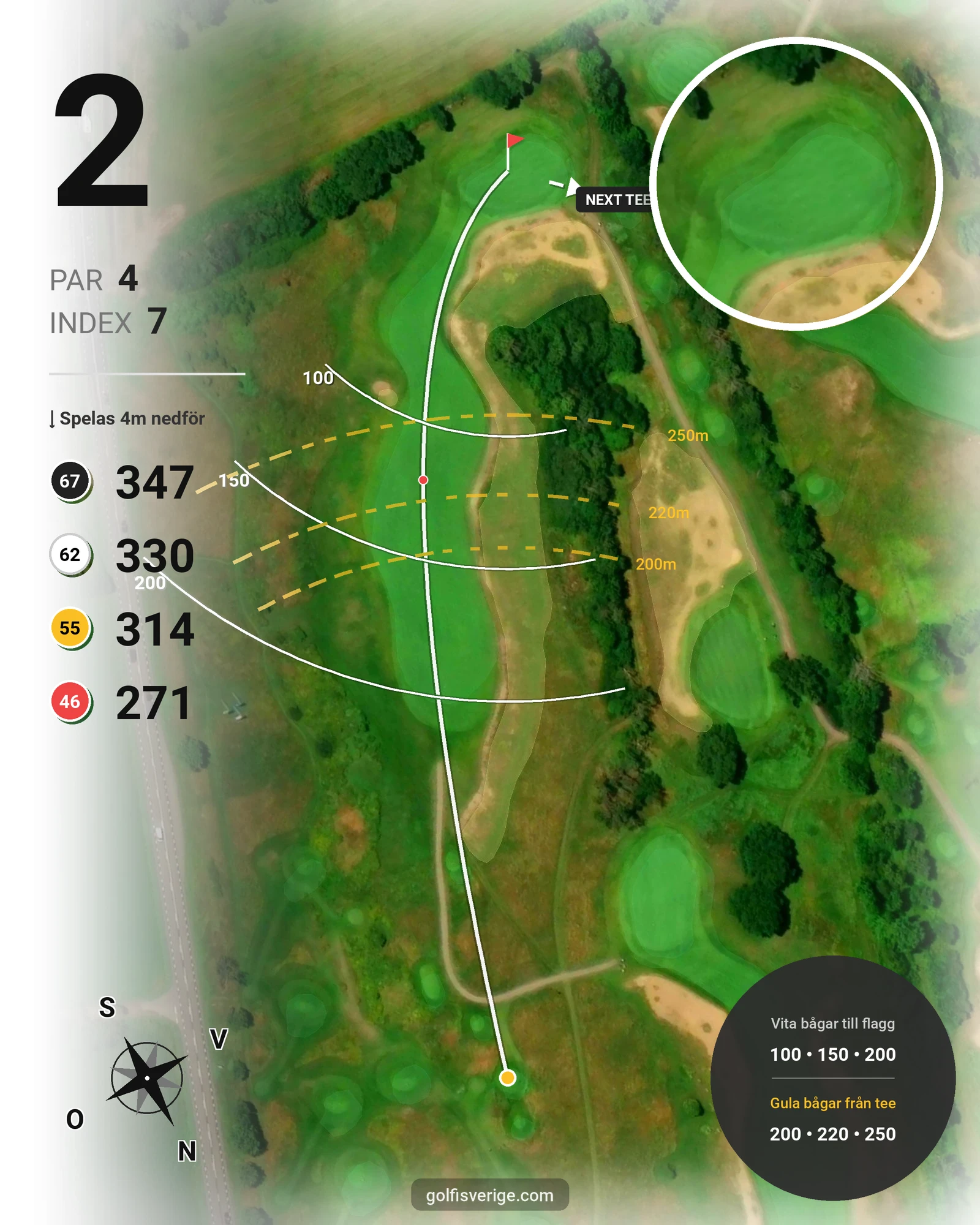 Banguide Långe Jan på Ekerum Golfklubb - Hål 2 karta