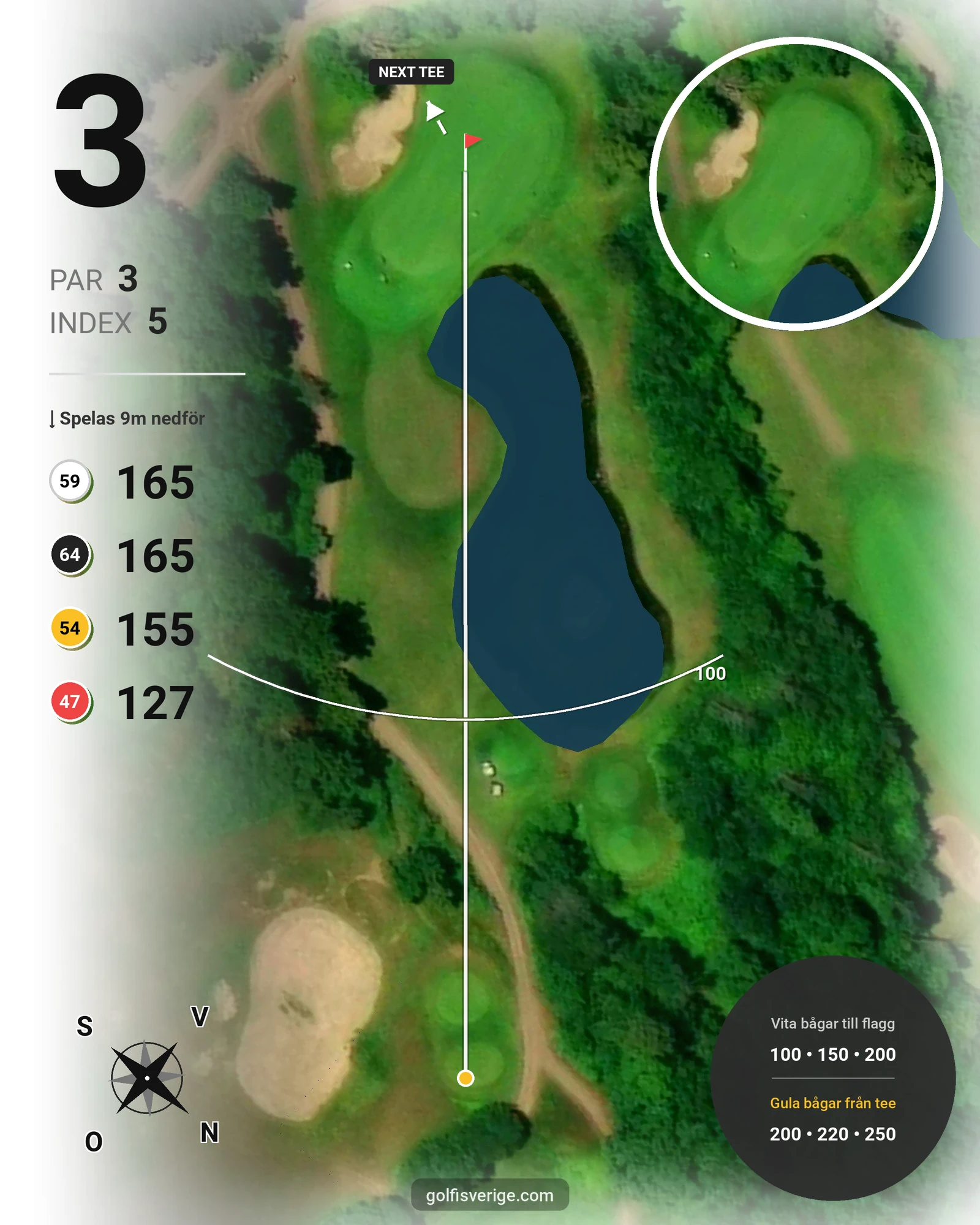 Banguide Långe Erik på Ekerum Golfklubb - Hål 3 karta