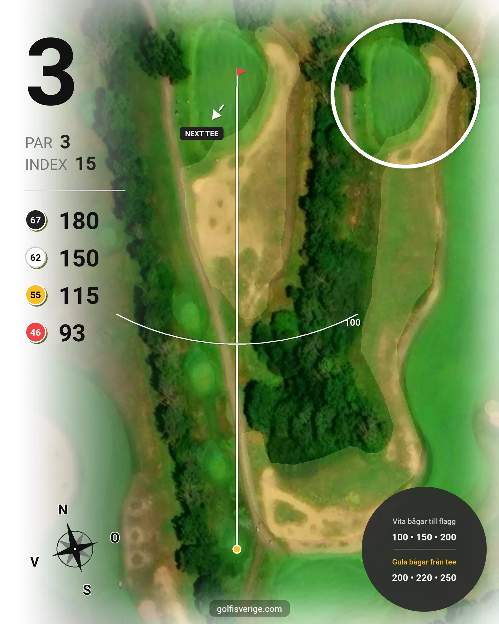 Banguide Långe Jan på Ekerum Golfklubb - Hål 3 karta
