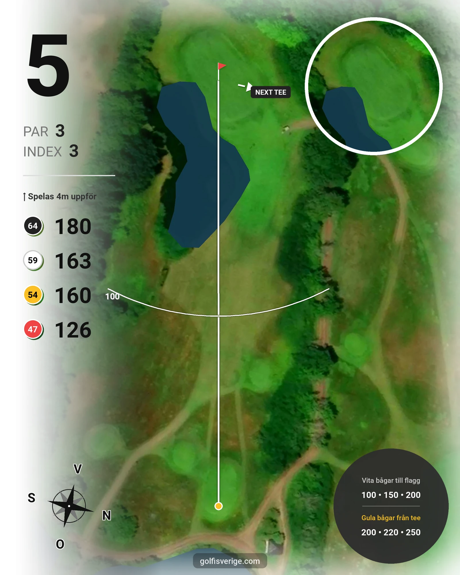 Banguide Långe Erik på Ekerum Golfklubb - Hål 5 karta
