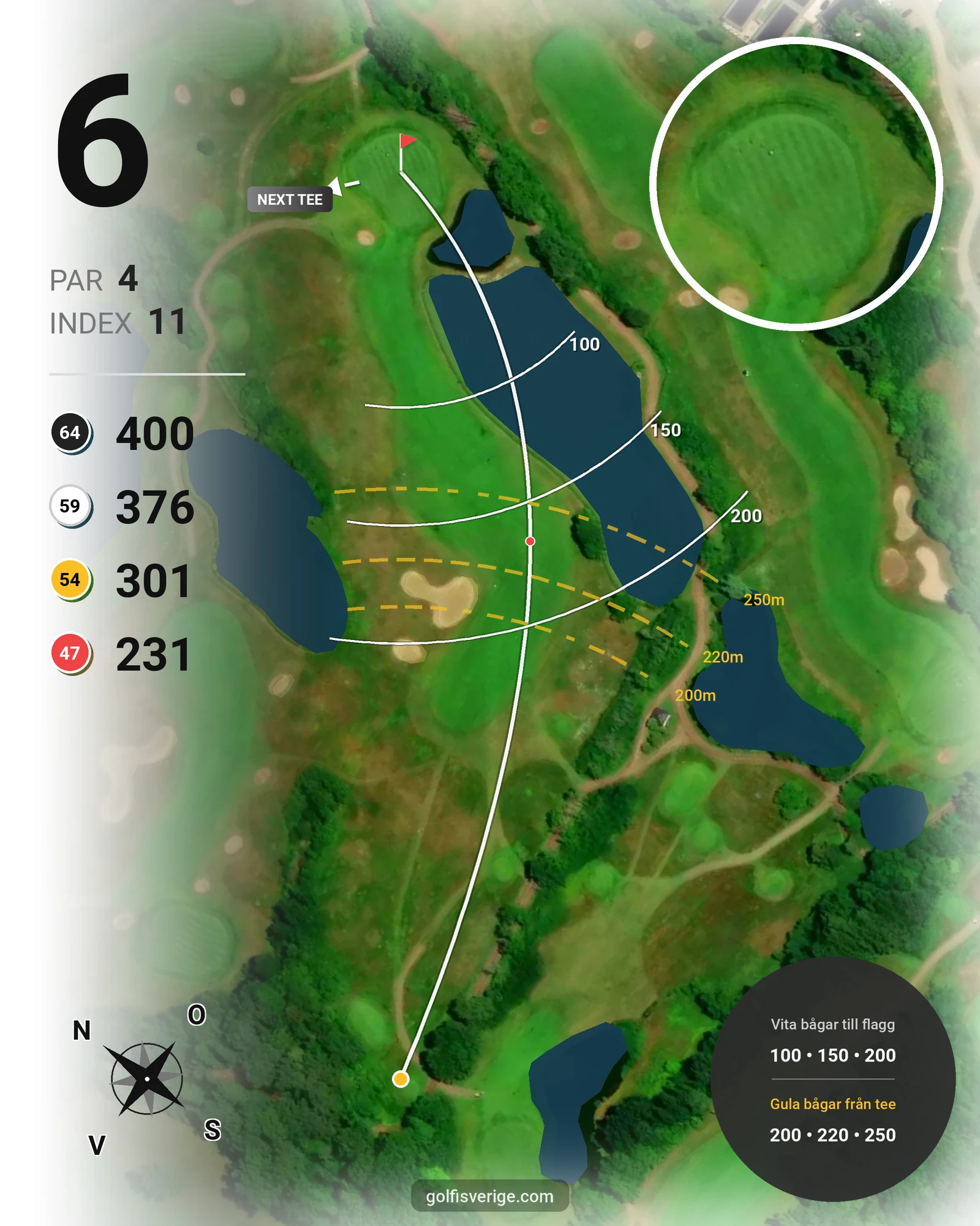 Banguide Långe Erik på Ekerum Golfklubb - Hål 6 karta
