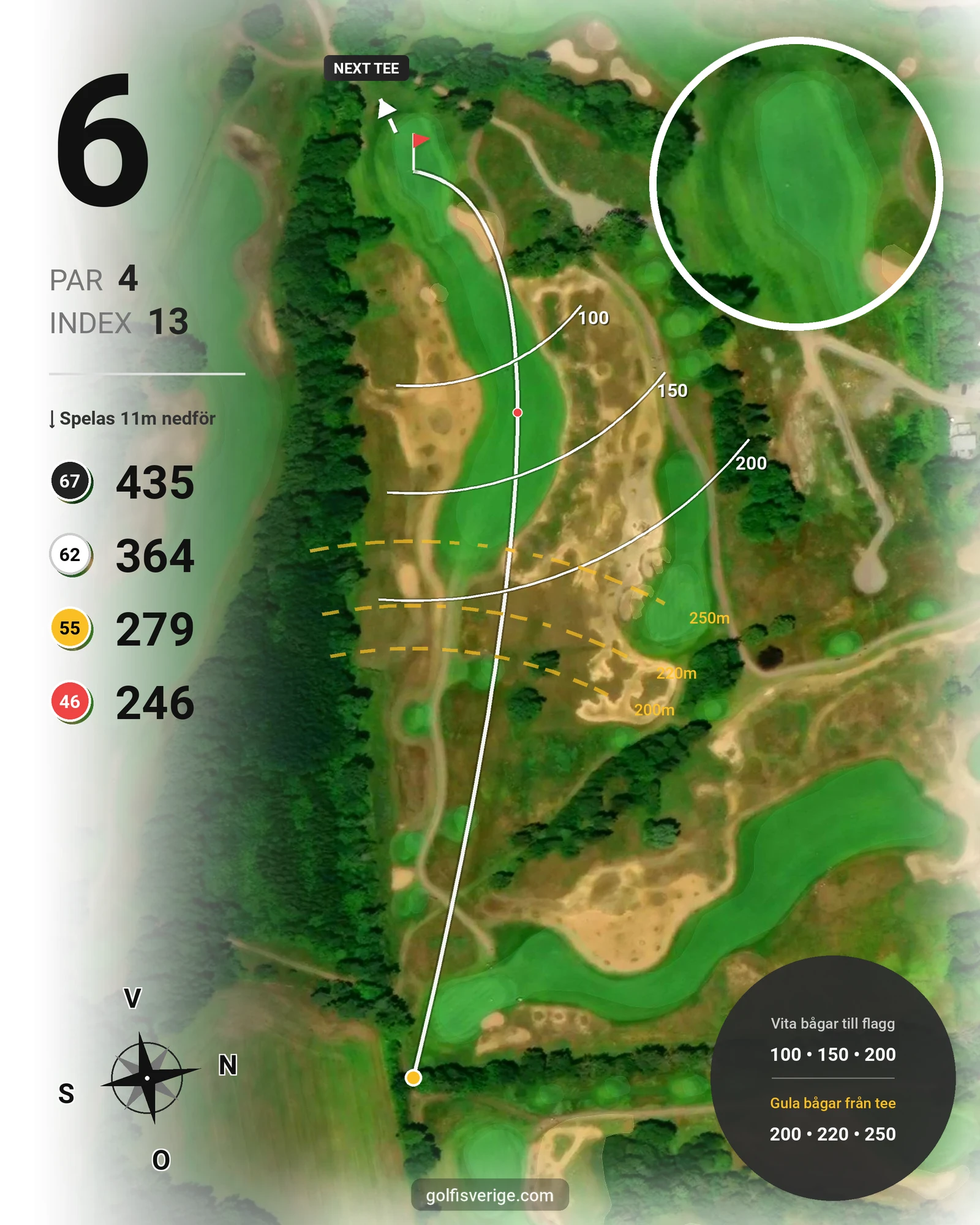 Banguide Långe Jan på Ekerum Golfklubb - Hål 6 karta