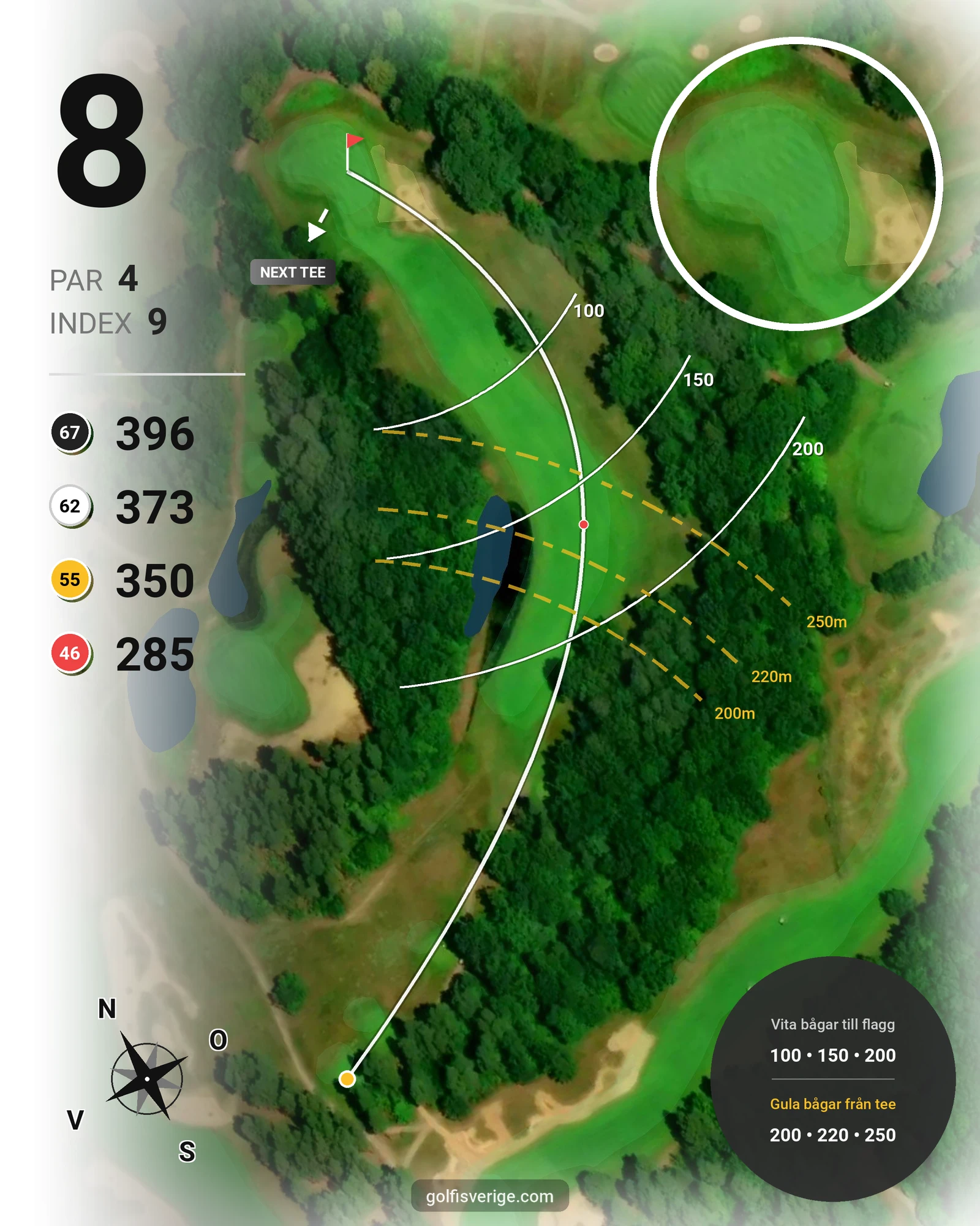 Banguide Långe Jan på Ekerum Golfklubb - Hål 8 karta