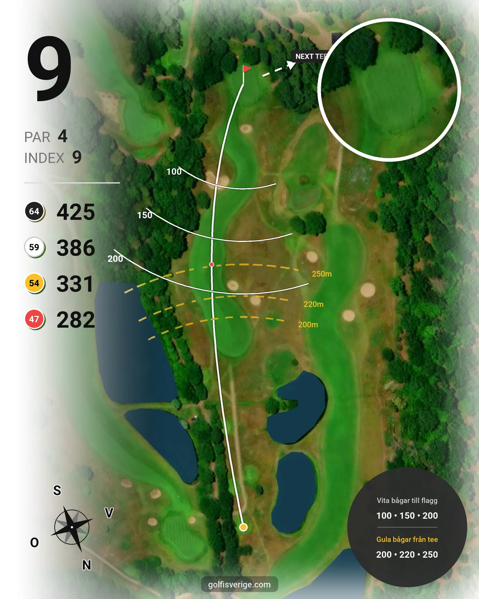 Banguide Långe Erik på Ekerum Golfklubb - Hål 9 karta