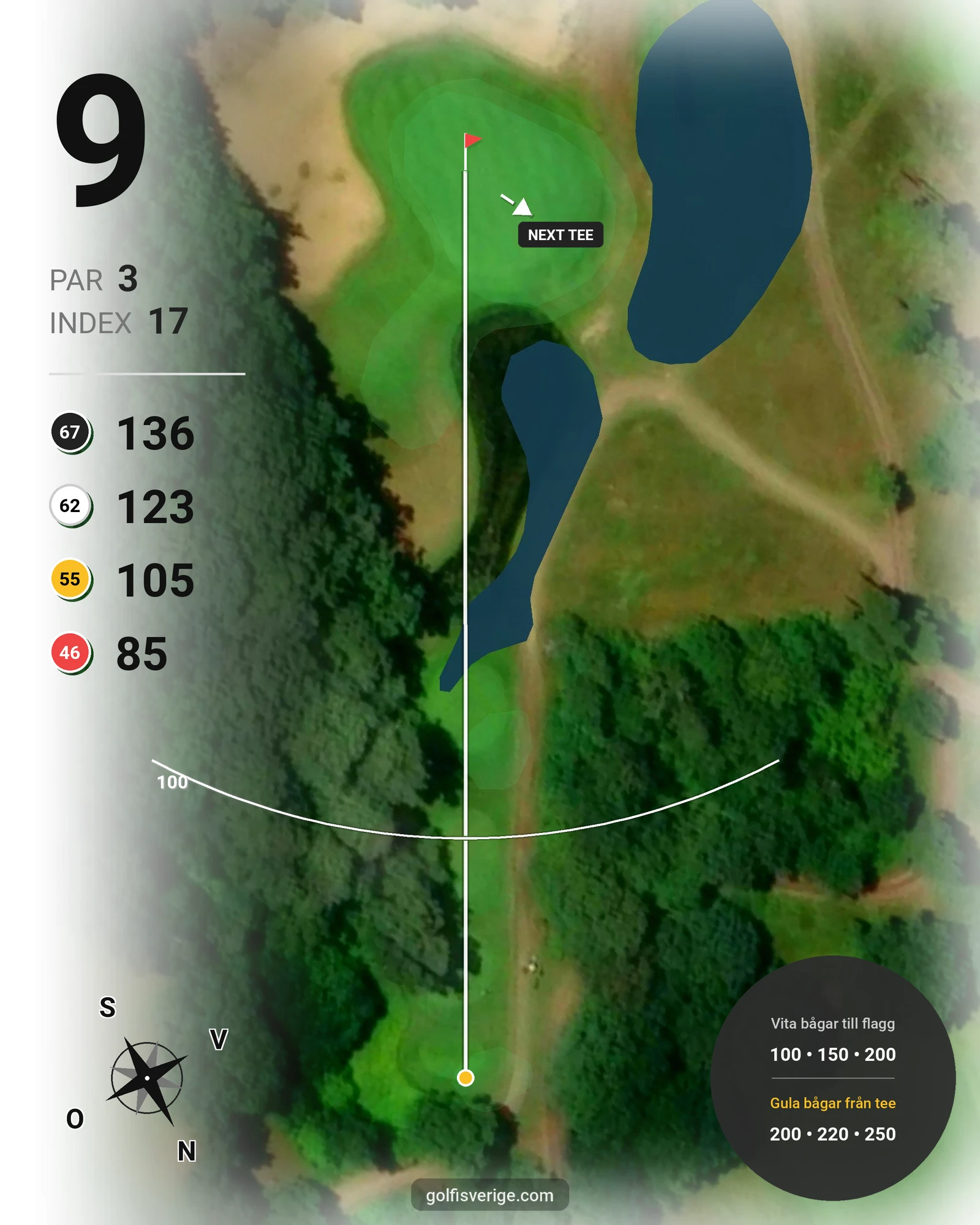 Banguide Långe Jan på Ekerum Golfklubb - Hål 9 karta