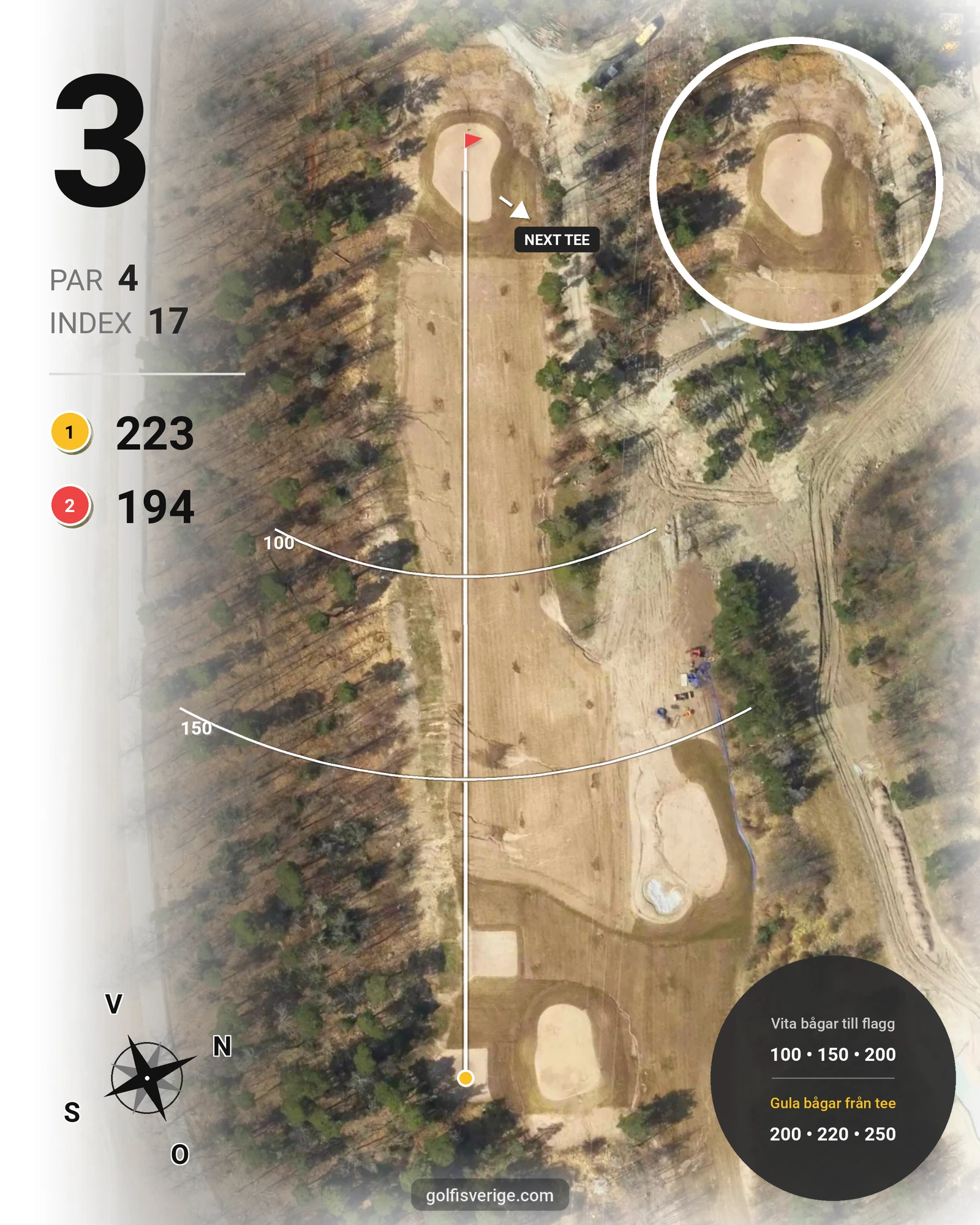 Banguide Ekholmsnäs Golfbana på Ekholmsnäs Golf Lidingö - Hål 3 karta