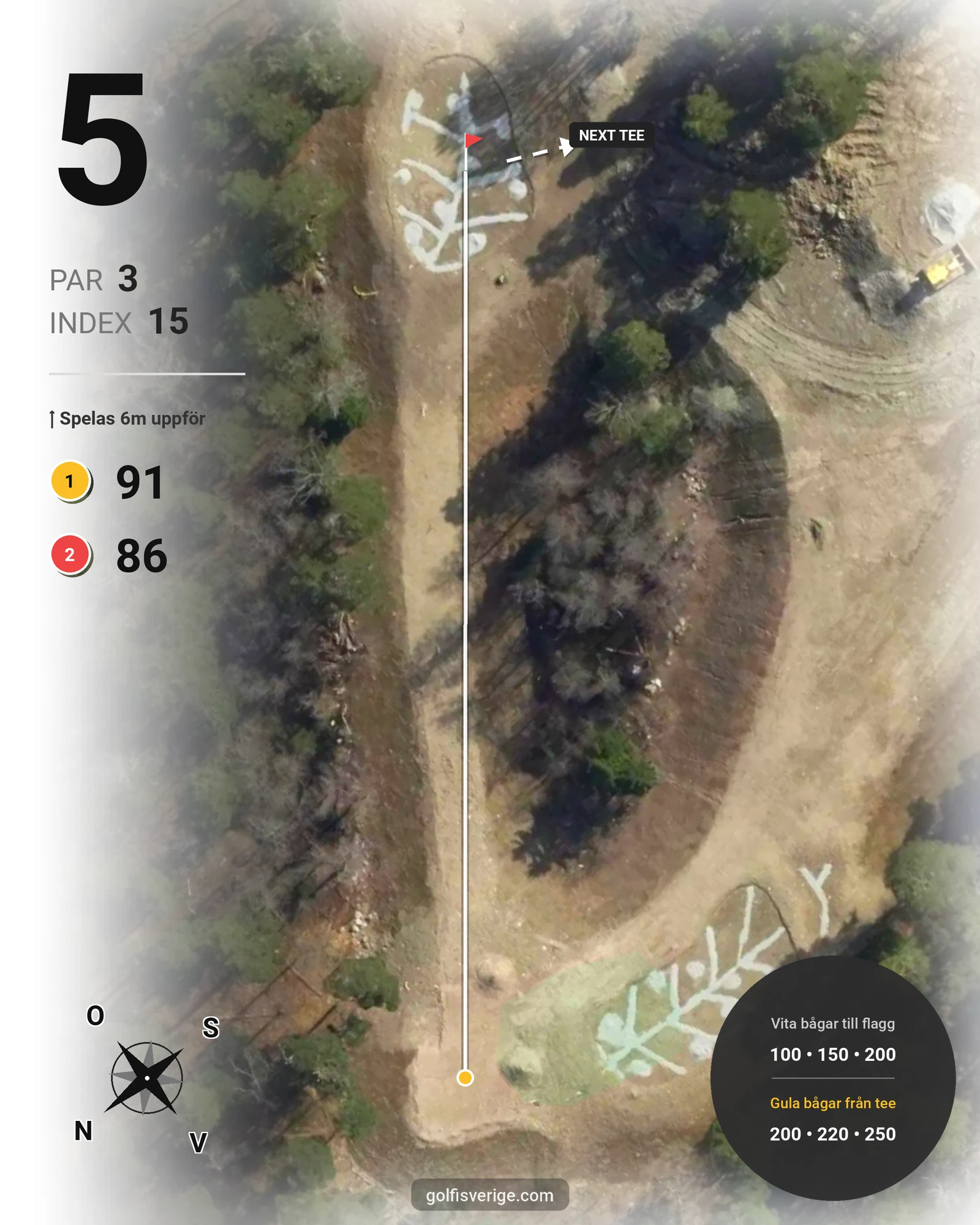 Banguide Ekholmsnäs Golfbana på Ekholmsnäs Golf Lidingö - Hål 5 karta