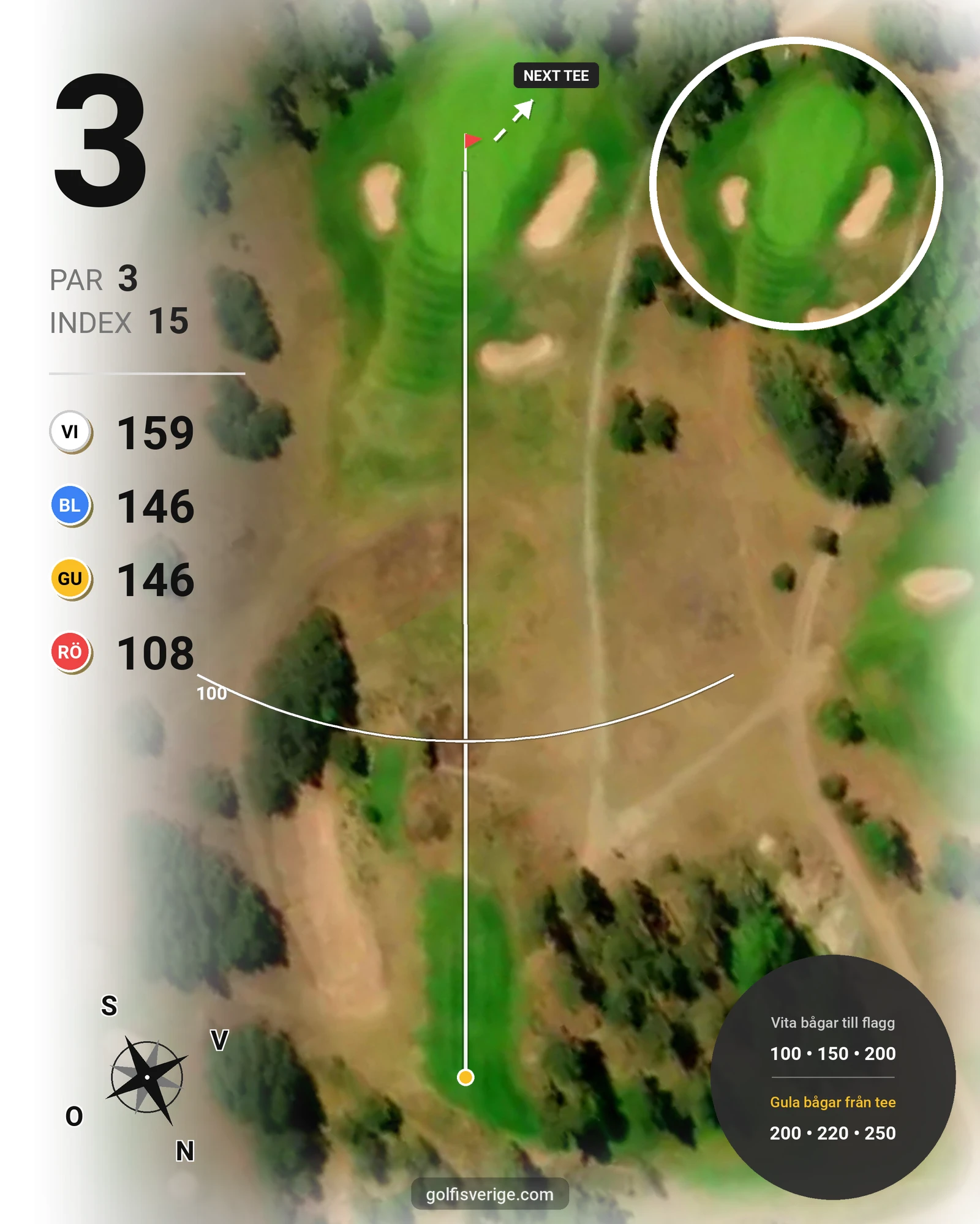 Banguide Skedhult 1 på Eksjö Golfklubb - Hål 3 karta