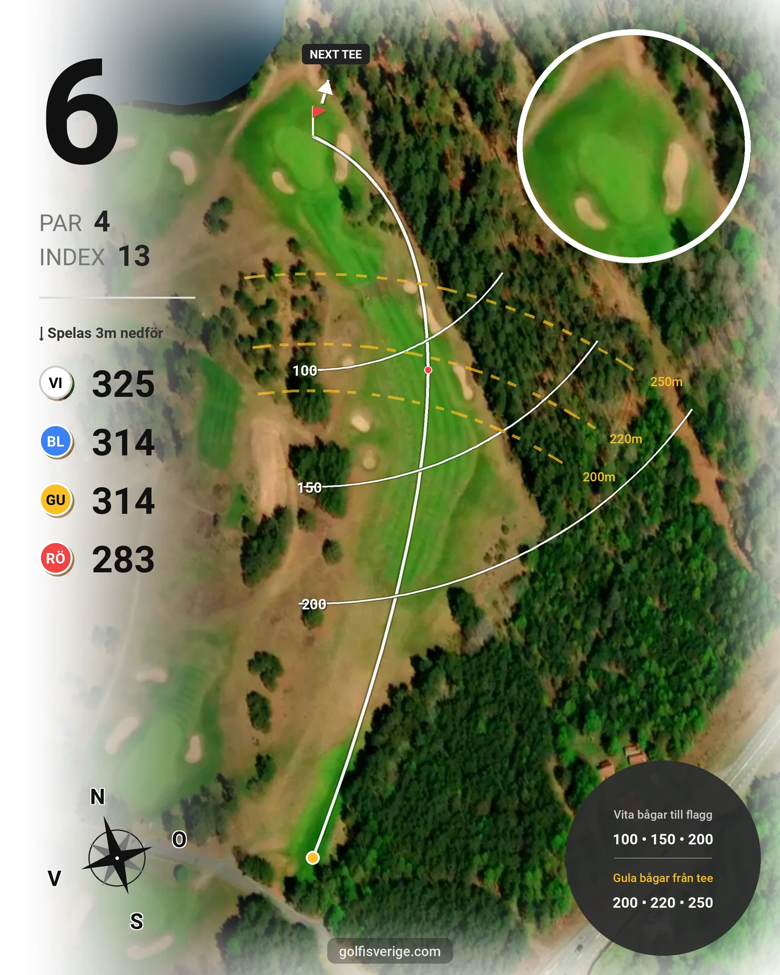 Banguide Skedhult 1 på Eksjö Golfklubb - Hål 6 karta