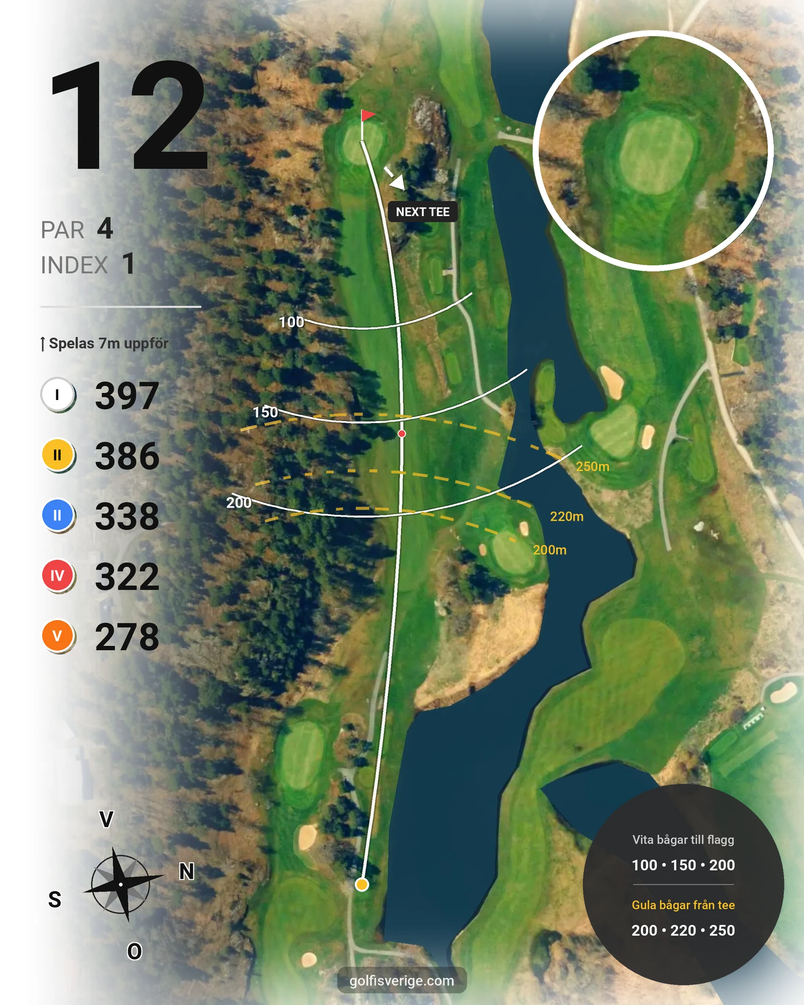 Banguide Fågelbro18-hålsbanan på Fågelbro Golf & Country Club - Hål 12 karta