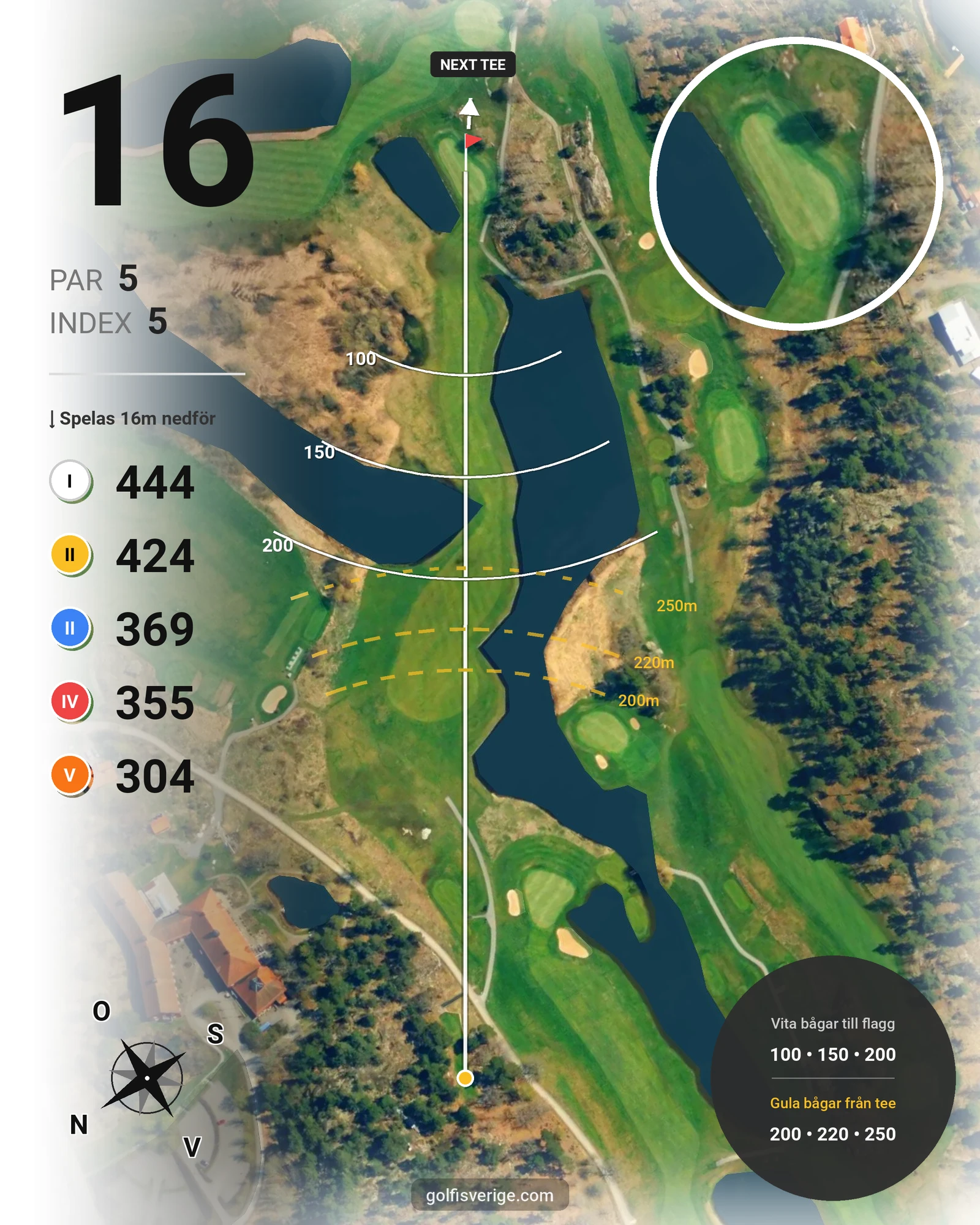 Banguide Fågelbro18-hålsbanan på Fågelbro Golf & Country Club - Hål 16 karta