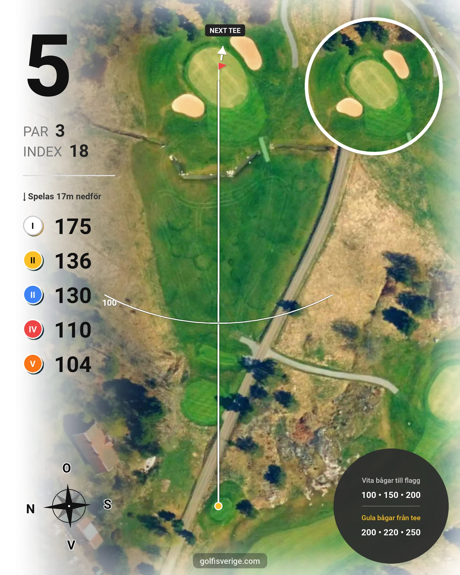 Banguide Fågelbro18-hålsbanan på Fågelbro Golf & Country Club - Hål 5 karta