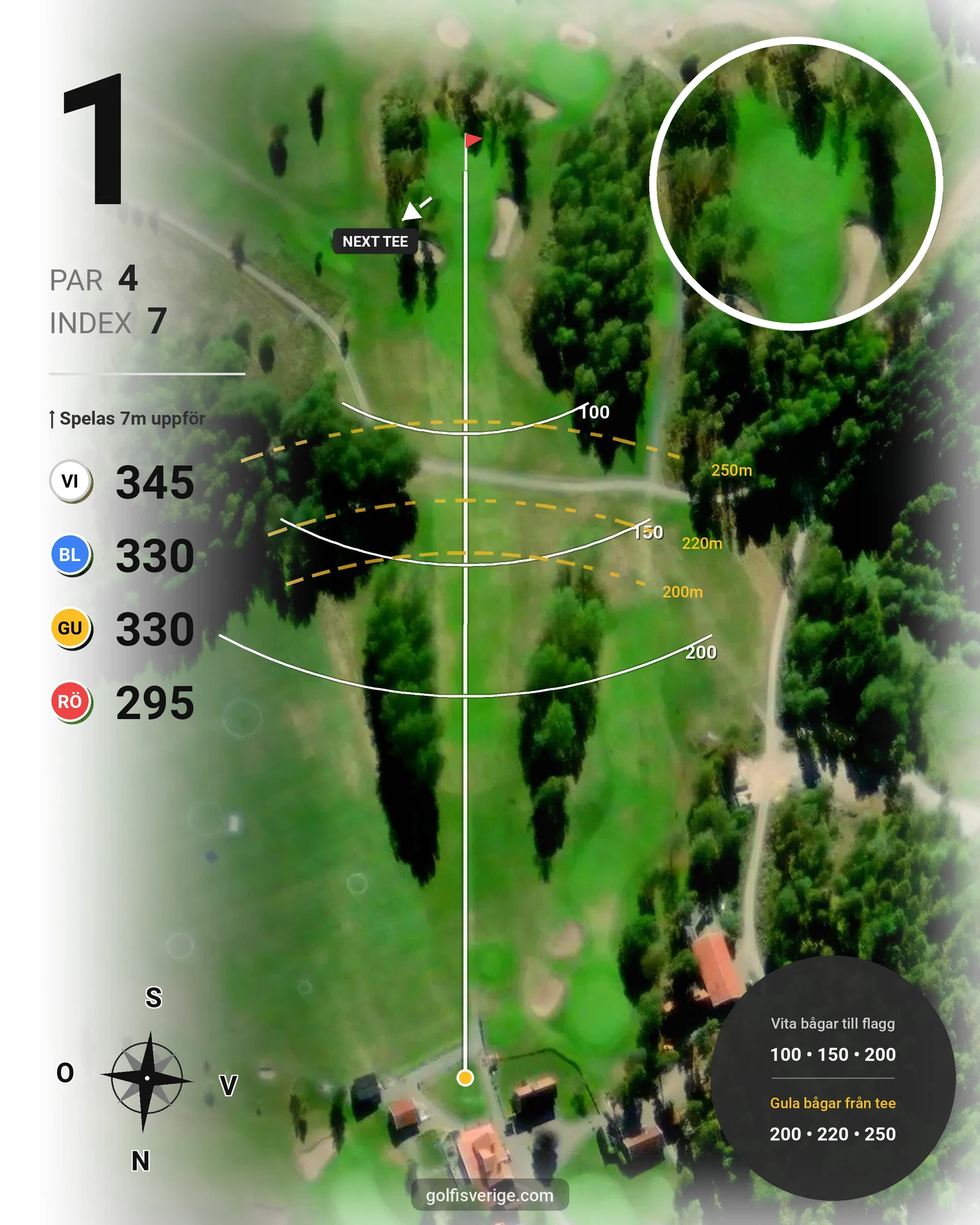 Banguide 1 FiGK 18-hålsbana på Finspångs Golfklubb - Hål 1 karta