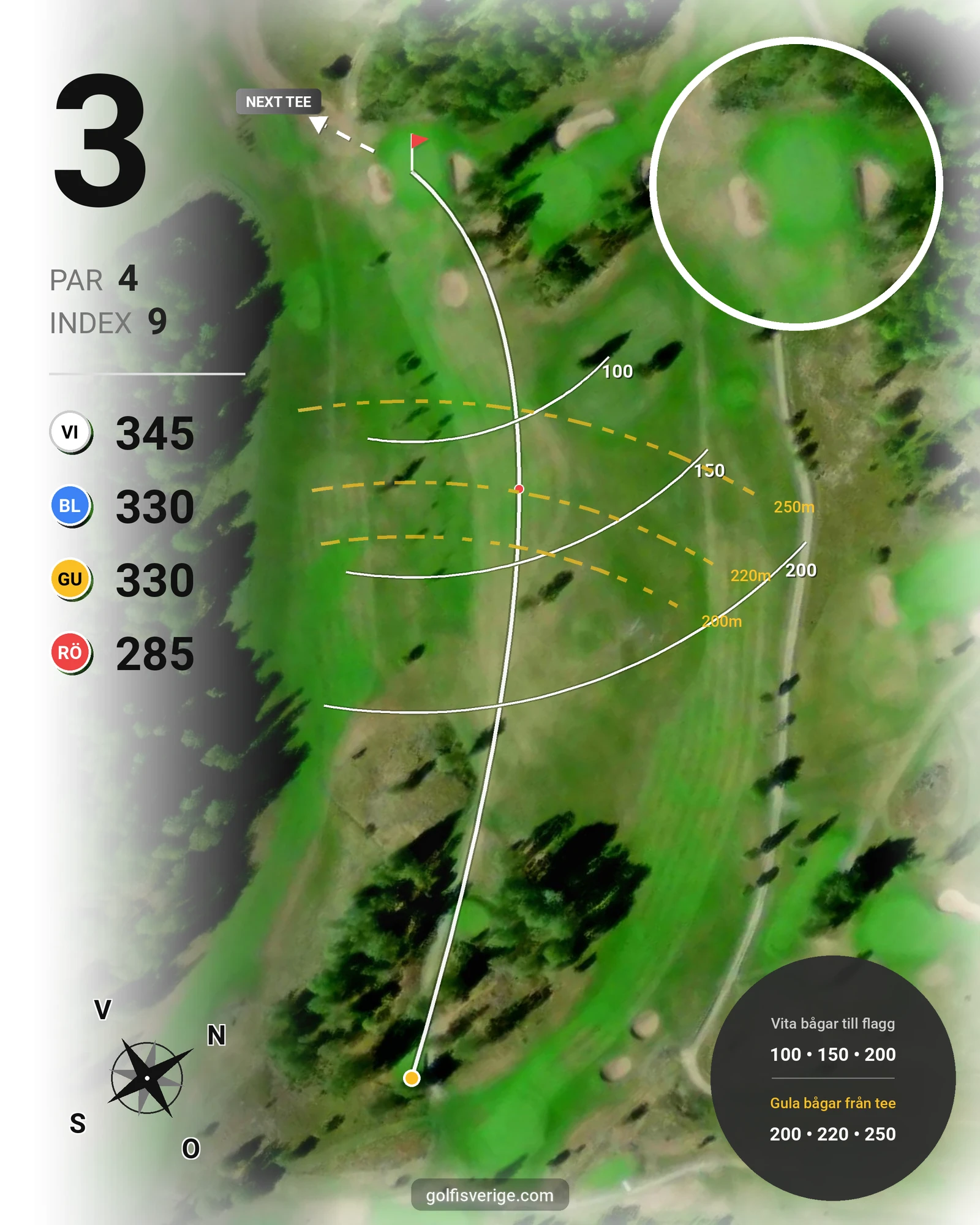 Banguide 1 FiGK 18-hålsbana på Finspångs Golfklubb - Hål 3 karta