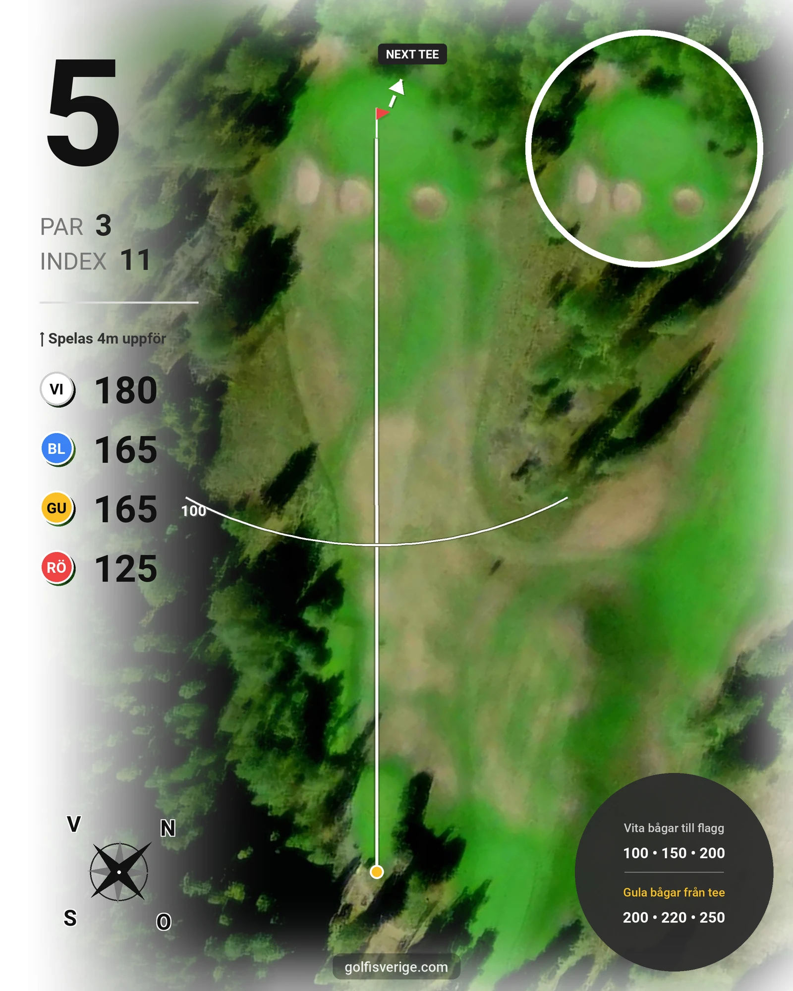 Banguide 1 FiGK 18-hålsbana på Finspångs Golfklubb - Hål 5 karta