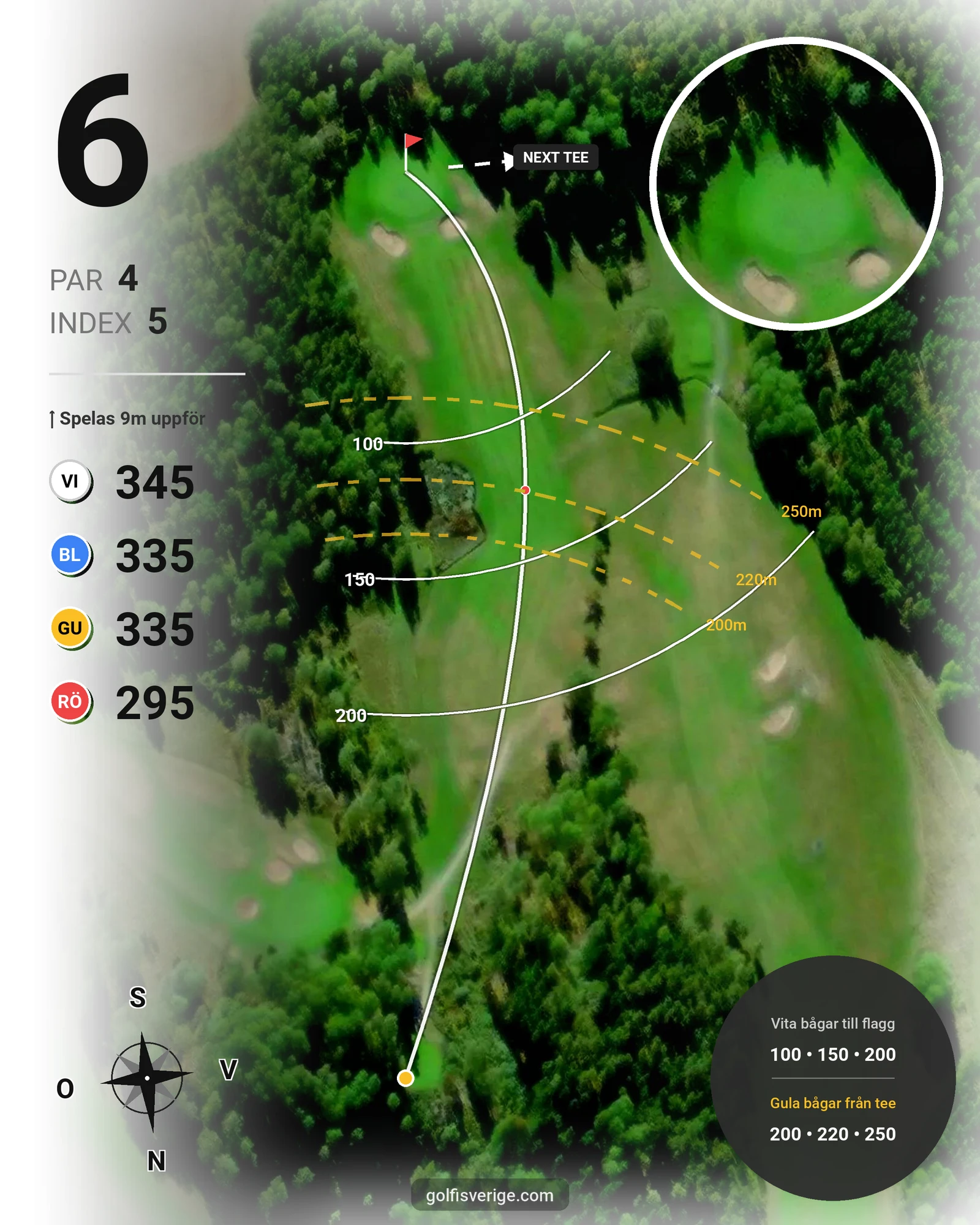 Banguide 1 FiGK 18-hålsbana på Finspångs Golfklubb - Hål 6 karta