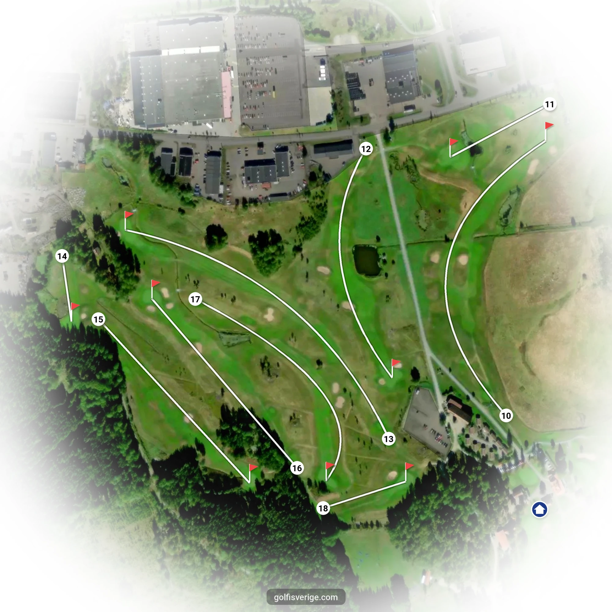 Banguide för 2. FiGK Röd slinga hål 19-27 på Finspångs Golfklubb