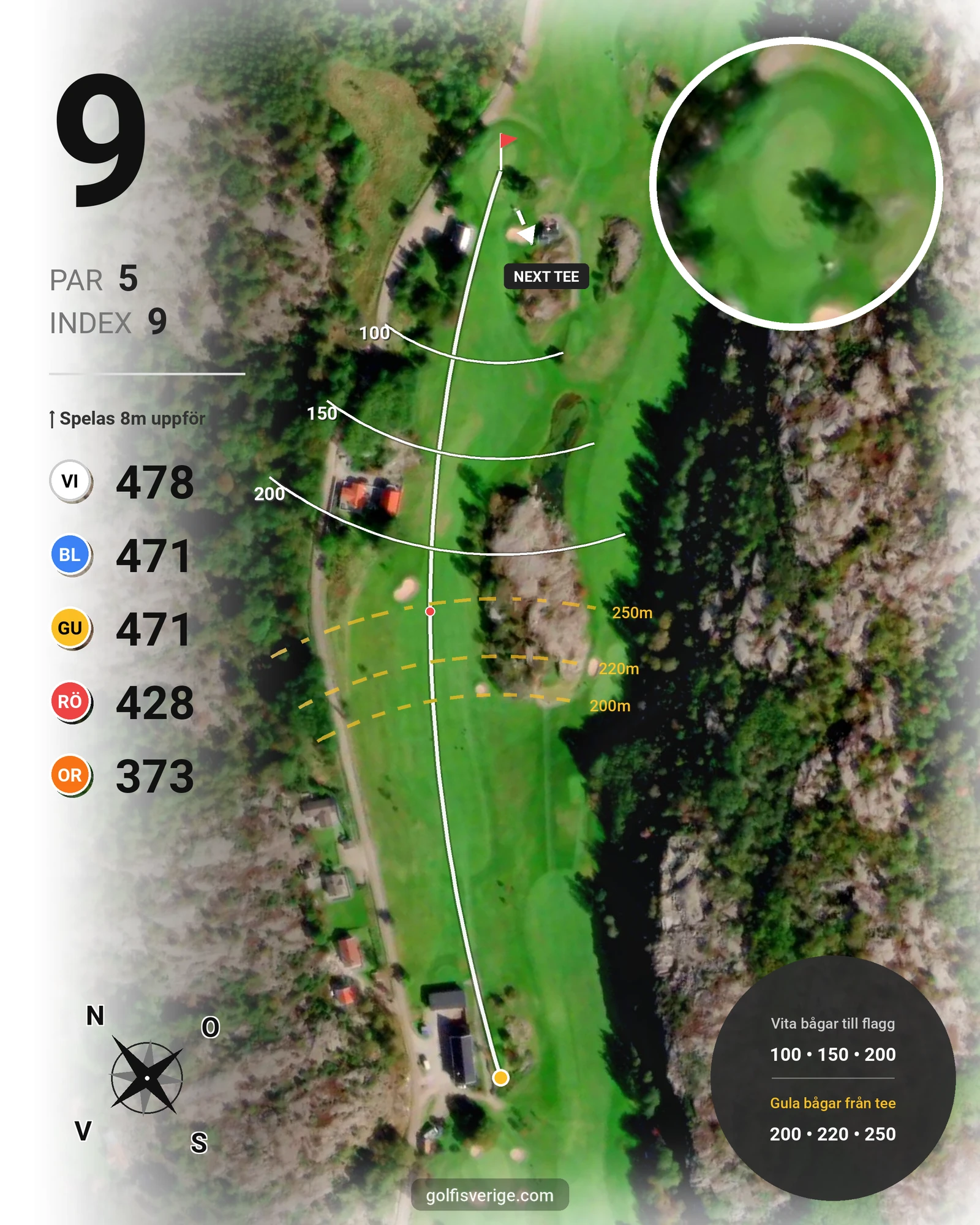 Banguide Fjällbacka Golfklubb hål 9 karta