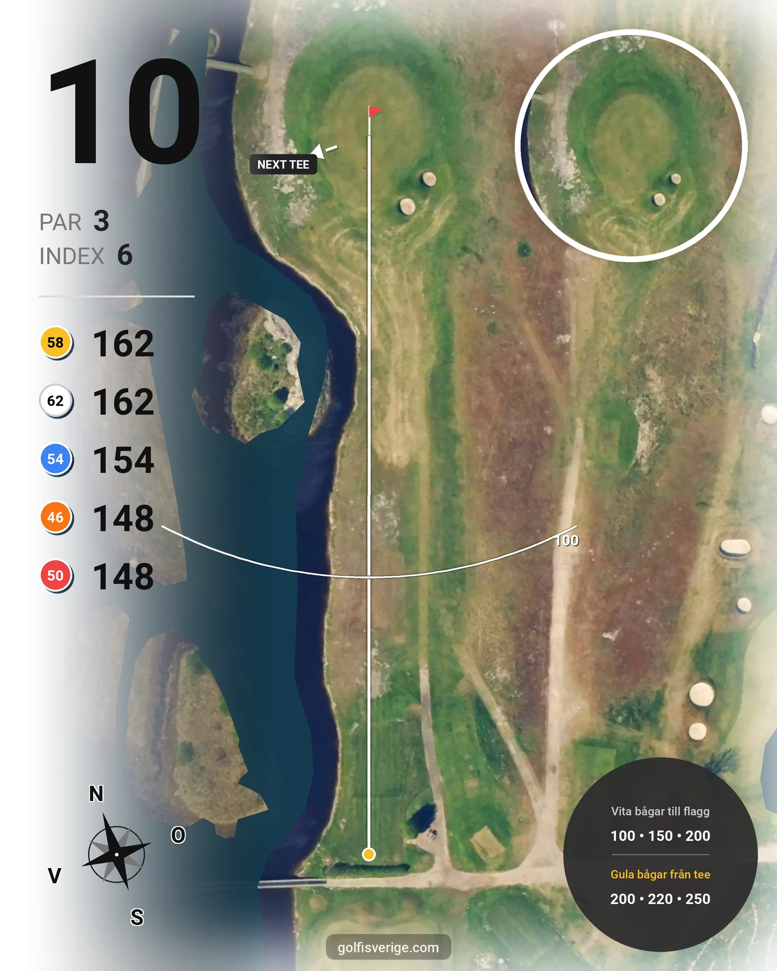Banguide Flommen på Flommens Golfklubb - Hål 10 karta