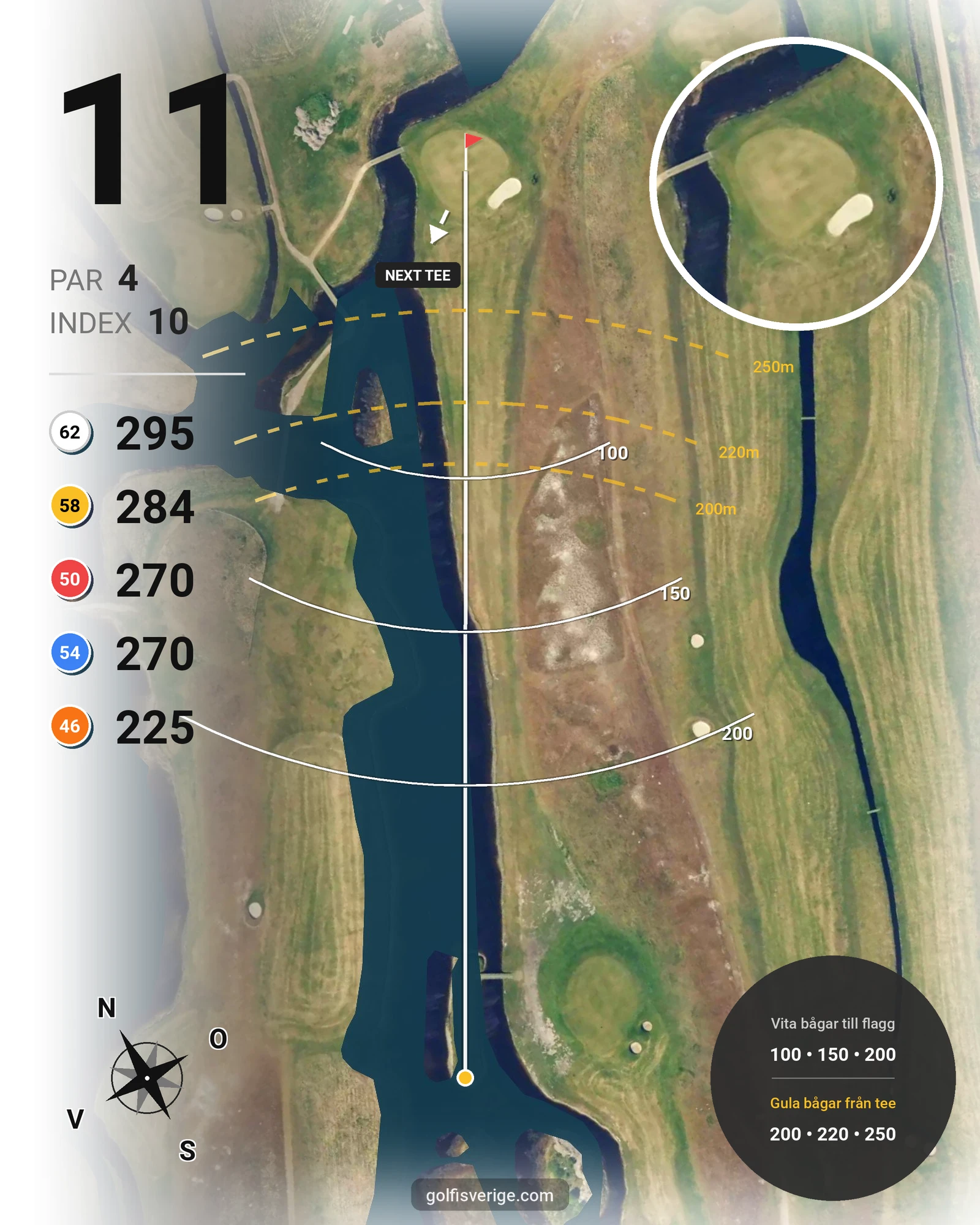 Banguide Flommen på Flommens Golfklubb - Hål 11 karta