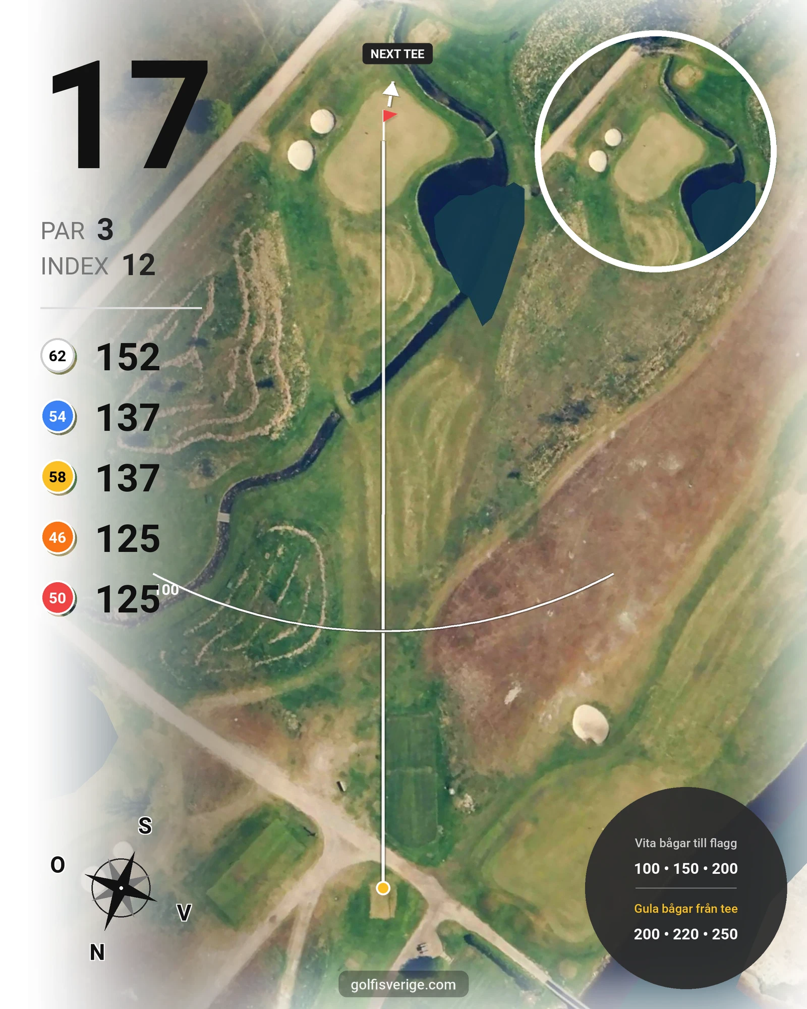Banguide Flommen på Flommens Golfklubb - Hål 17 karta