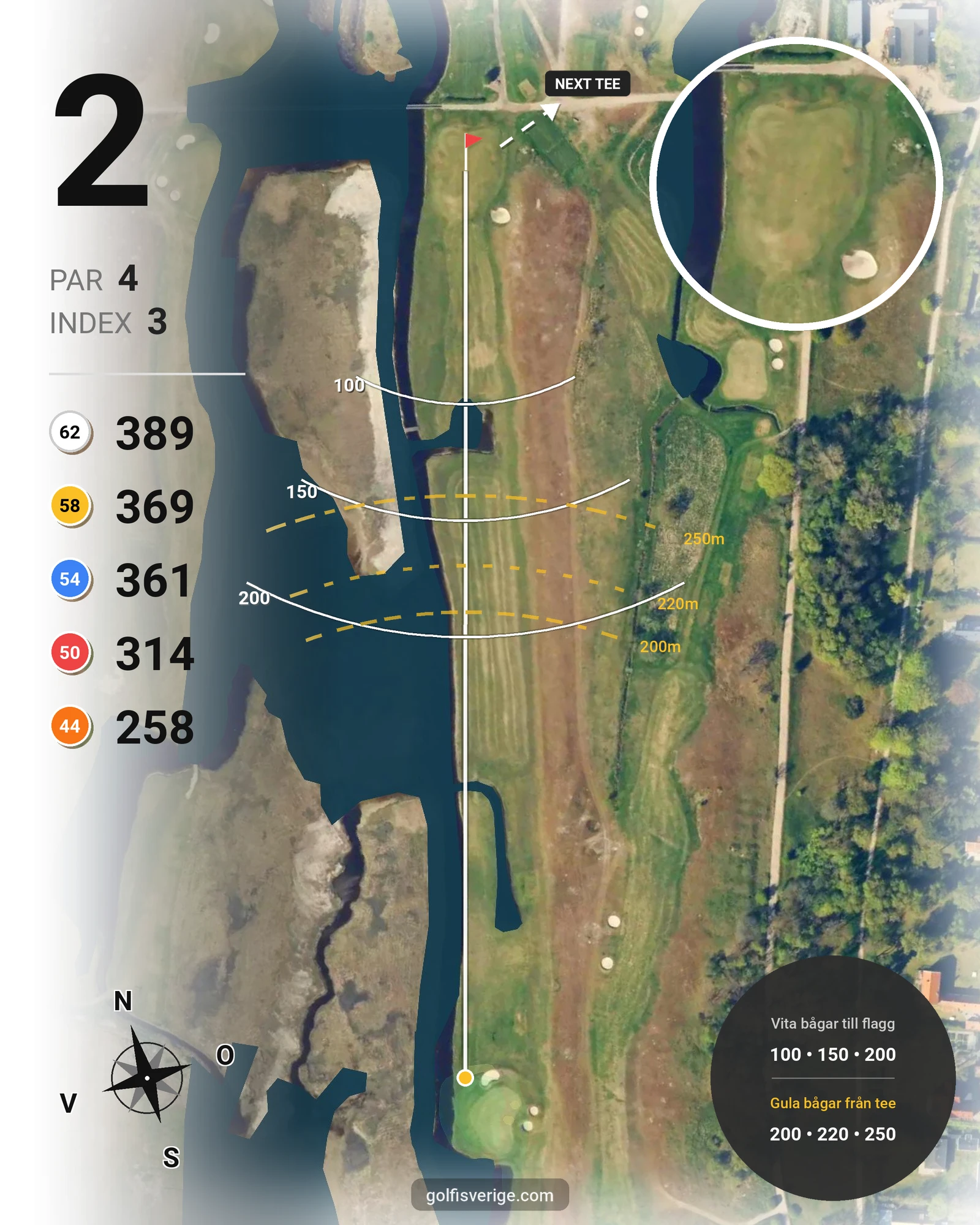 Banguide Flommen på Flommens Golfklubb - Hål 2 karta