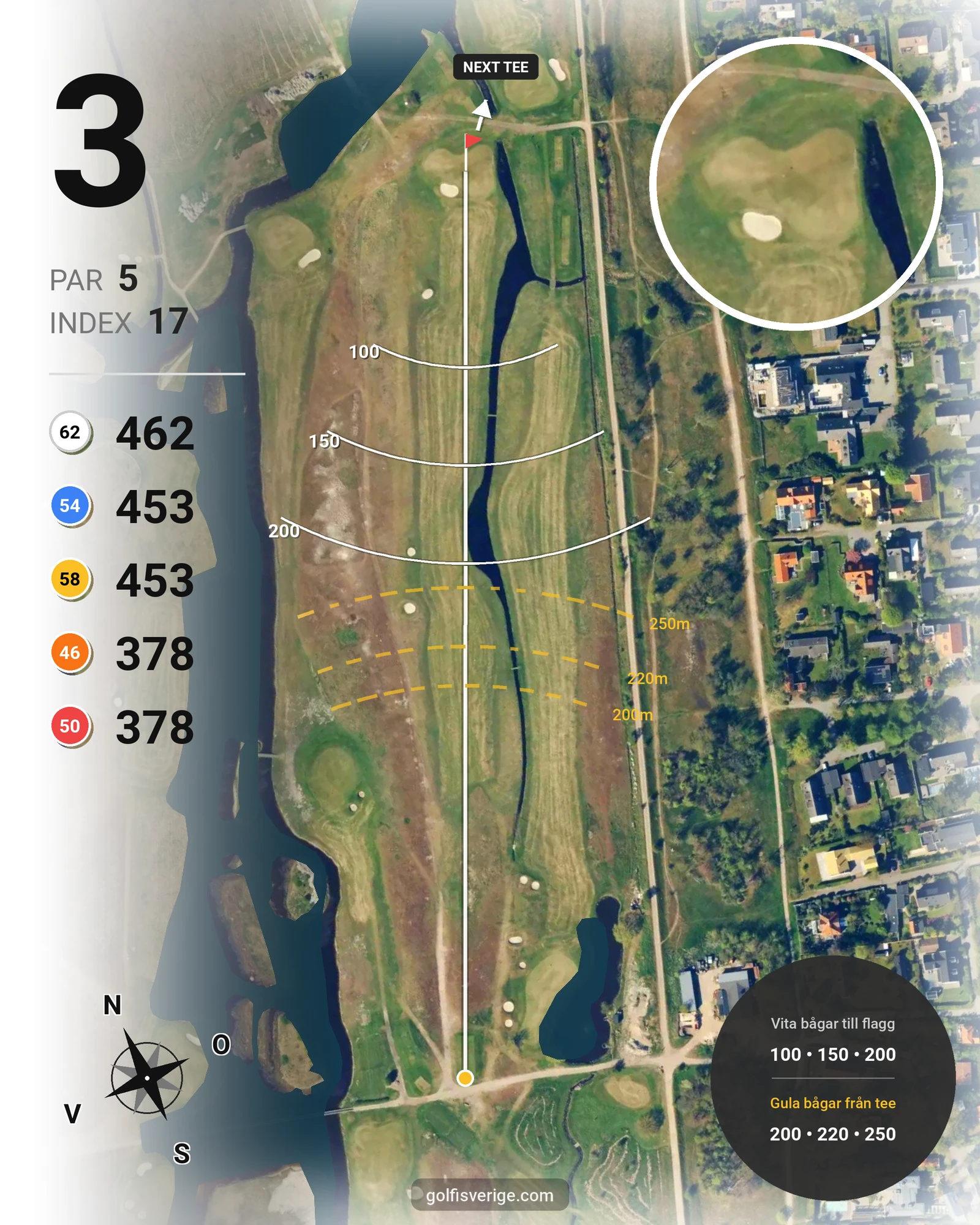 Banguide Flommen på Flommens Golfklubb - Hål 3 karta
