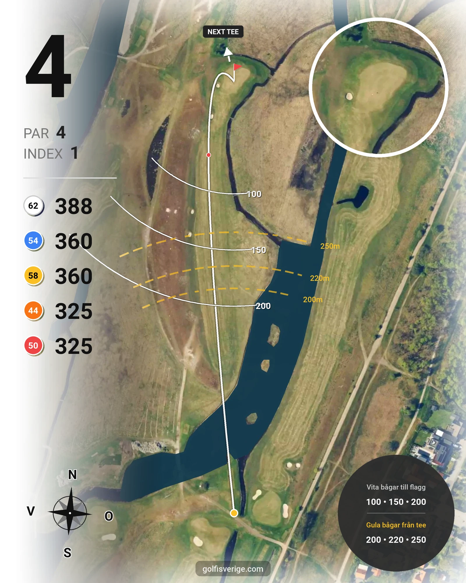 Banguide Flommen på Flommens Golfklubb - Hål 4 karta