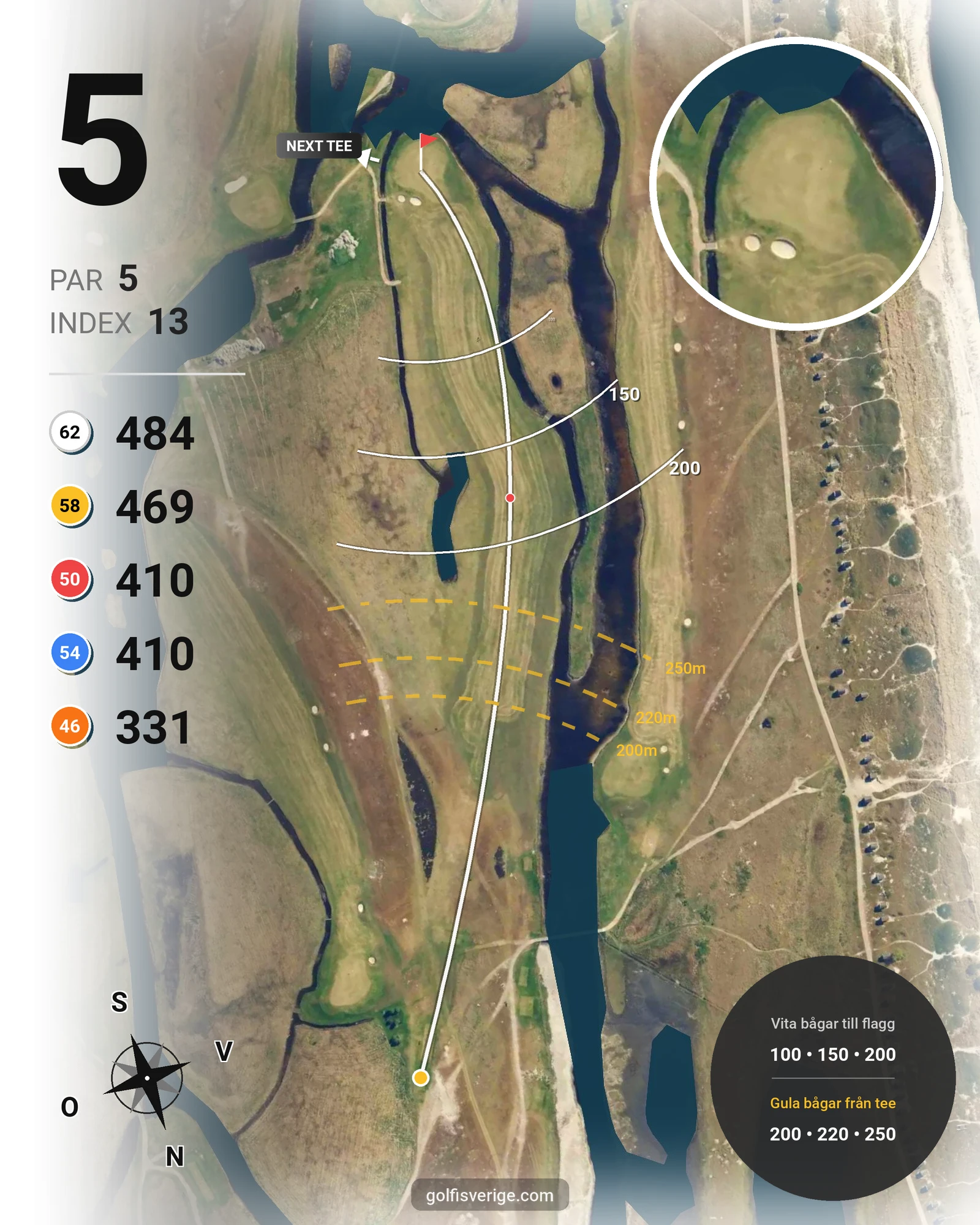 Banguide Flommen på Flommens Golfklubb - Hål 5 karta