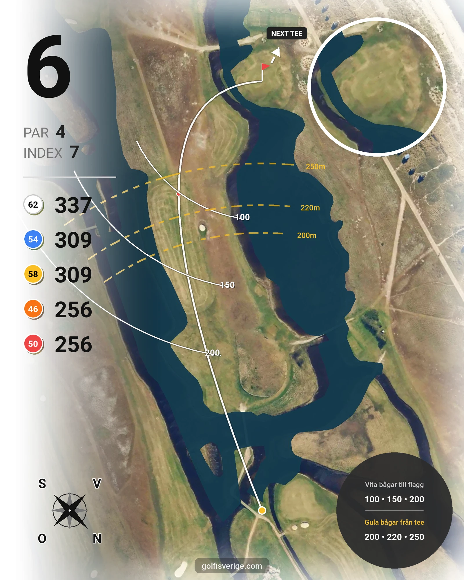 Banguide Flommen på Flommens Golfklubb - Hål 6 karta